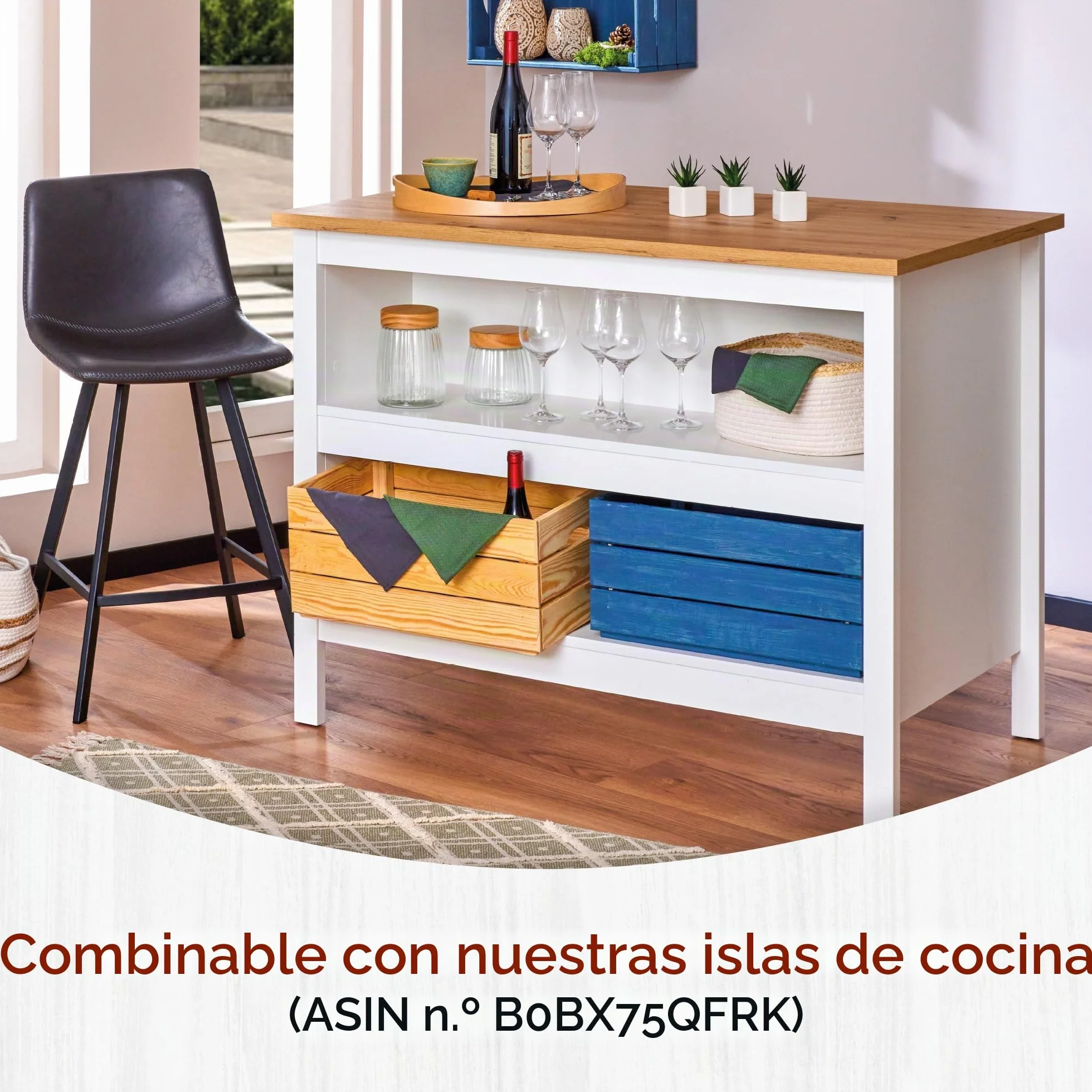 Inter Link - Caja de madera - Caja de madera maciza apilable - Caja de almacenaje, Para fruta, verdura, vino, jardín, baño, cuarto de juegos - Ahorro de espacio, práctica - 65 x 31,5 x 23cm Valloni L