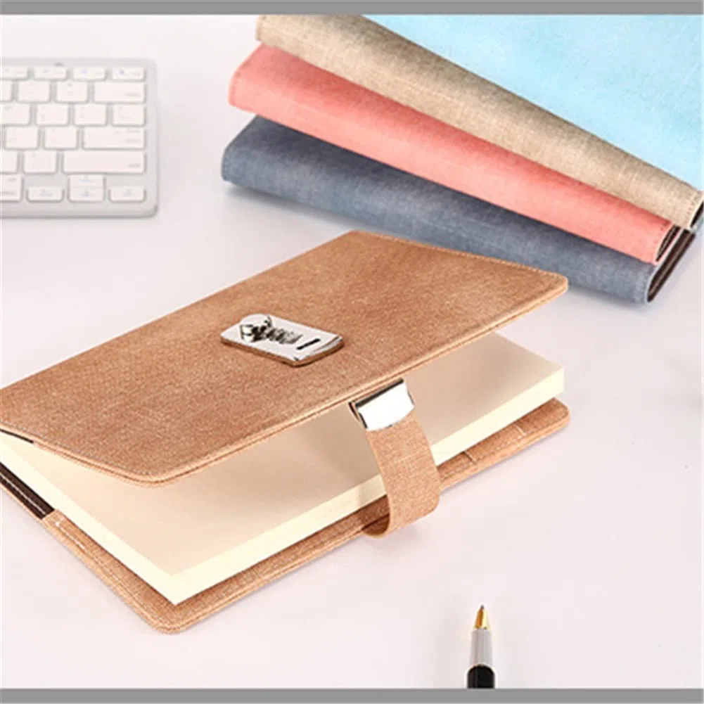 ACiyD Contraseña Cuaderno Papel Bloqueable Libro portátil PU Cuero Diario Cerradura Diario del Viajero Plan semanal Papelería Escolar Regalos (Color : Style B) (Color : Style C) (Style D)
