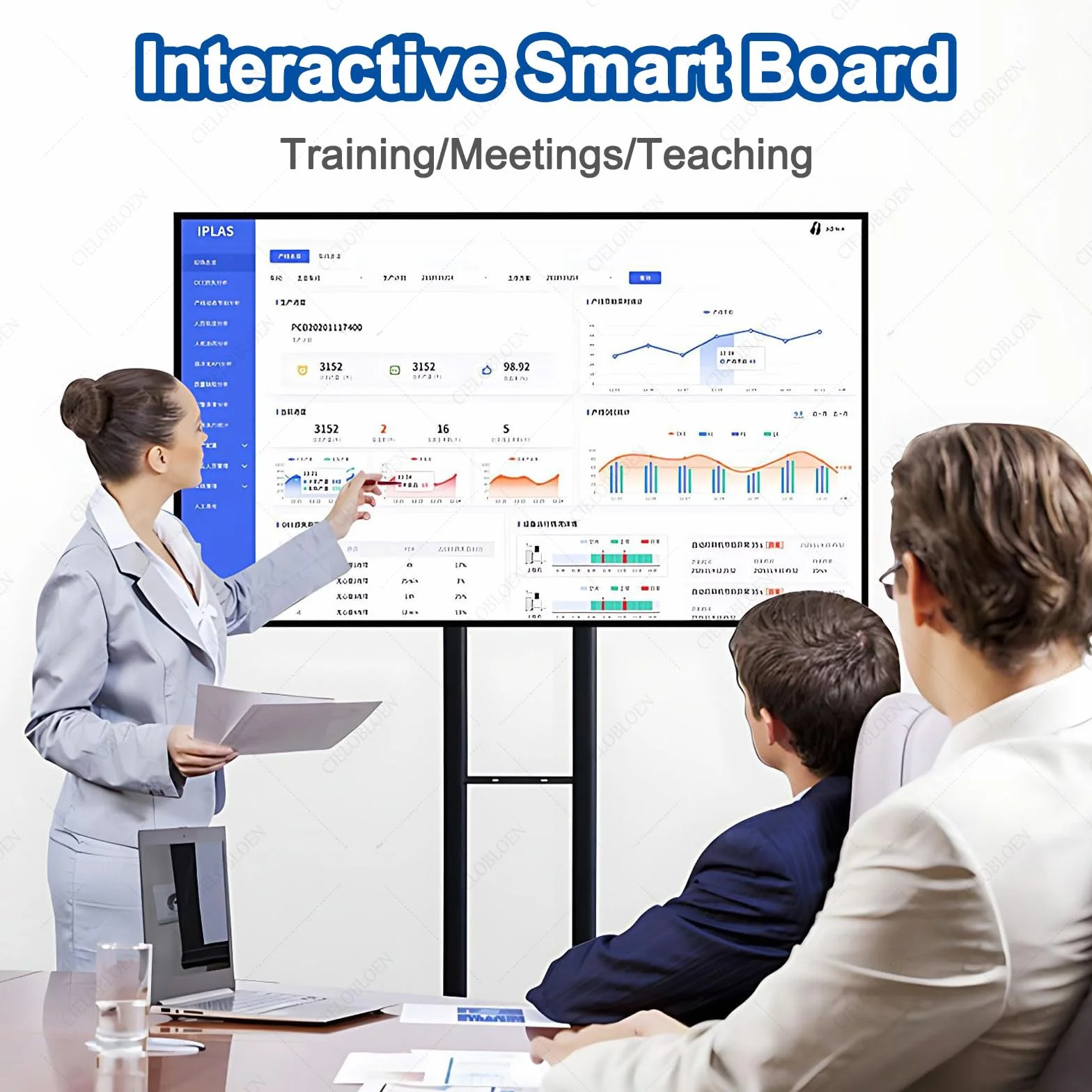 Pizarra Digital interactiva de 36 Pulgadas, 1080P, Dispositivo electrónico para reuniones, sin Pantalla táctil, para transmisión en Vivo, enseñanza y Publicidad, con conexión