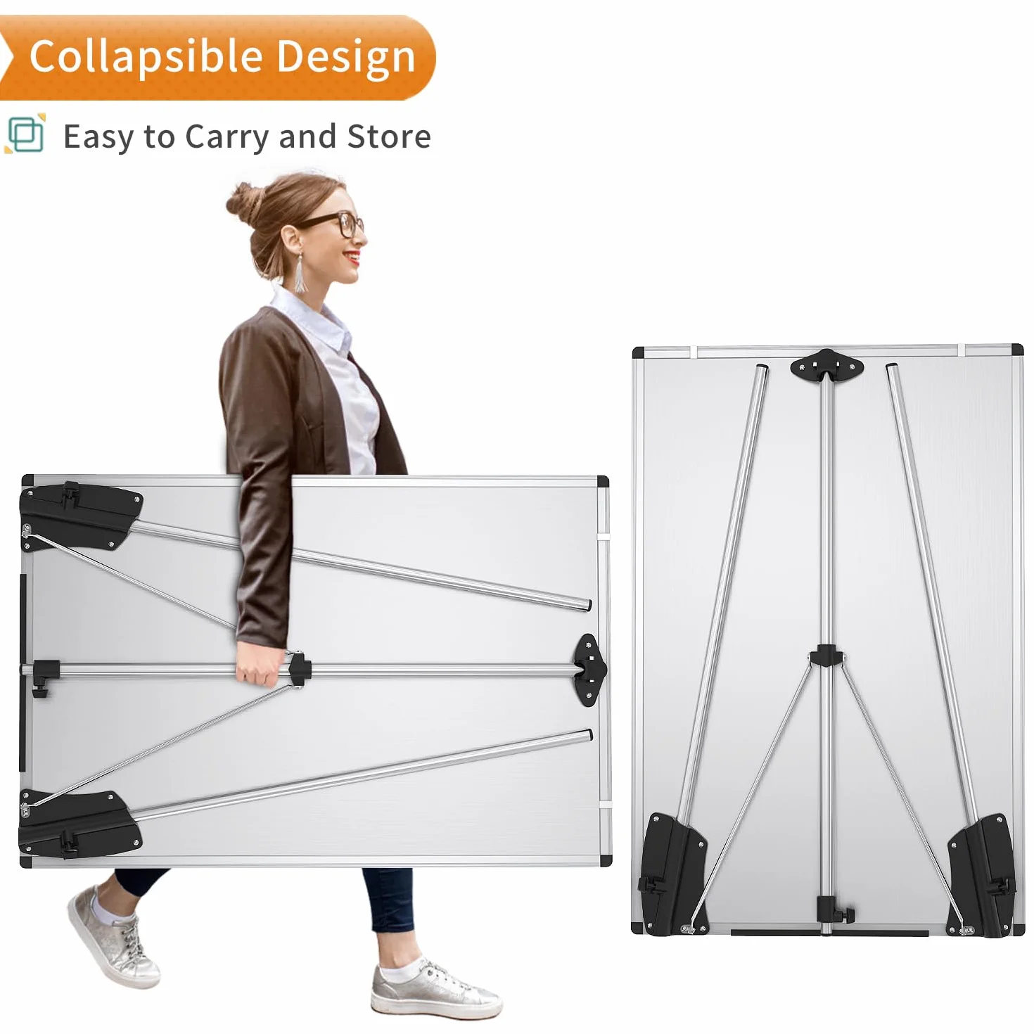 VIZ-PRO Caballete para rotafolio, Pizarra no magnética, Altura ajustable, 90 x 60 cm
