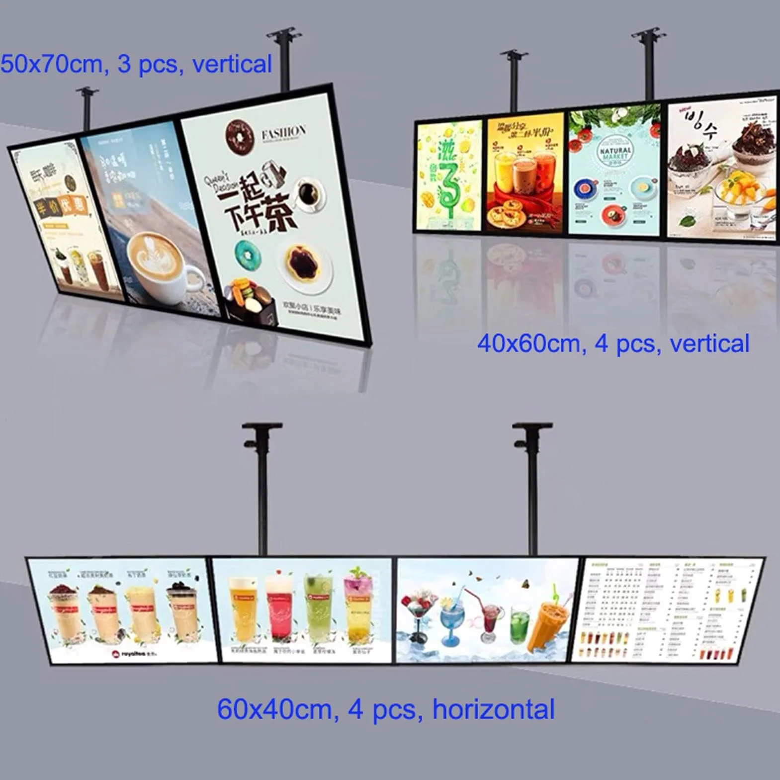 Caja de luz LED para pósteres, marco ultradelgado a presión con tablero de menú retroiluminado para restaurantes, tiendas y cafeterías, 70 x 50 cm, 1 unidad