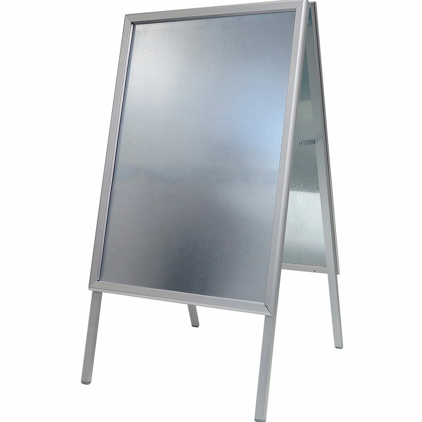 DisplayLager, Calidad danesa | Tope para clientes de aluminio | 2 carteles (ambos lados) | Soporte para carteles resistente a la intemperie para aceras (plata, A0)
