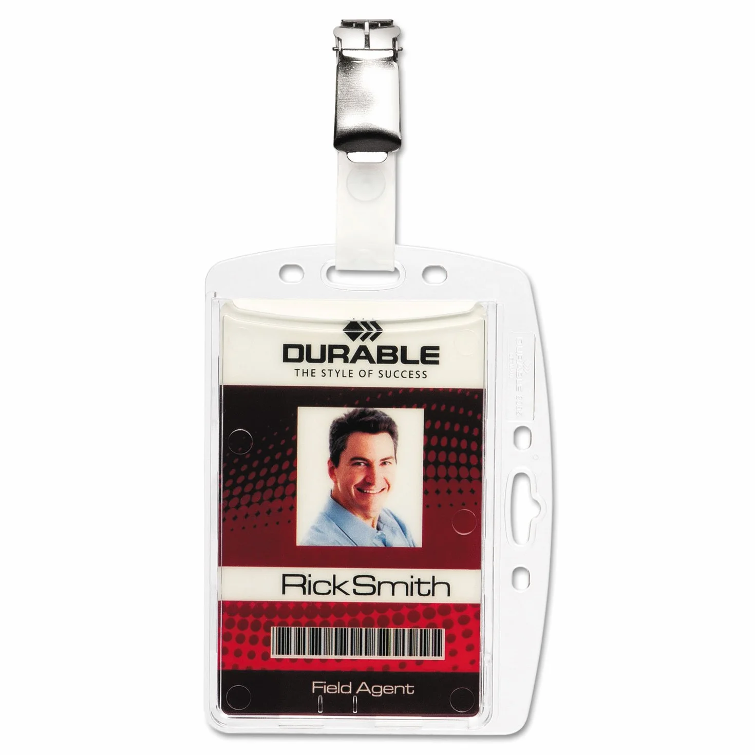 Durable 800519 Identificador rígido con pinza para 1 tarjeta de seguridad/credencial 54 x 87 mm, 25 piezas, transparente