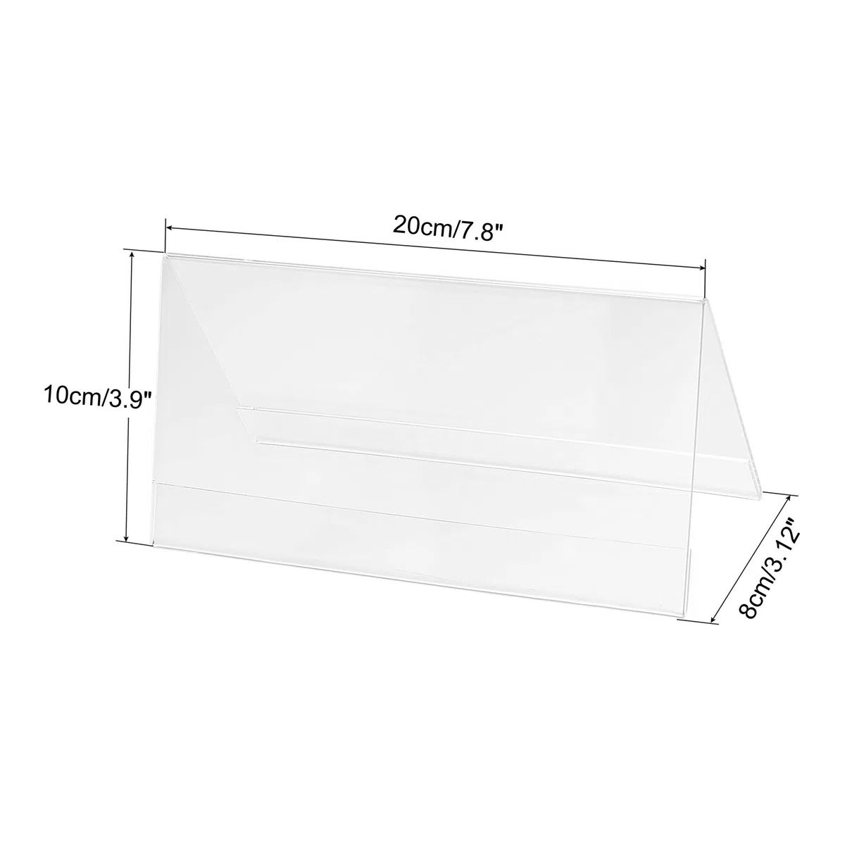 PATIKIL 7,8 x 3,9 Pulgadas Acrílico Escritorio Identificación Placa Soportes, 10uds Transparente Nombre Tienda Soportes, V Forma para Mesa Menú Tarjetero Soporte