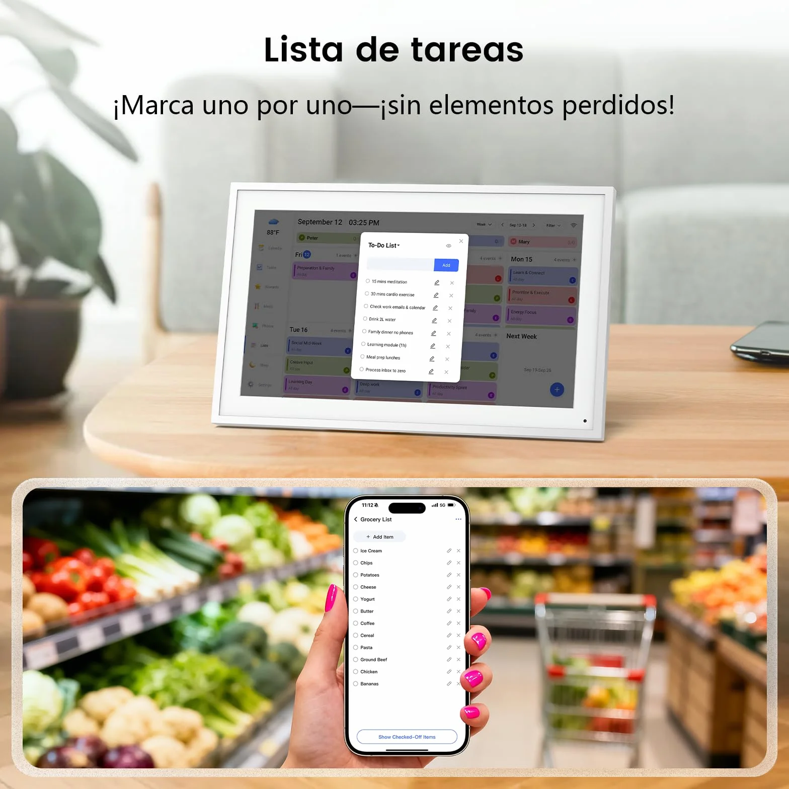 NEWYES Calendario Digital Pared 15,6" - Planificador Semanal Mensual 2026, WiFi Sync Pantalla Táctil Inteligente, para Gestionar TDAH Niños, Comidas, Agendas y Tareas de Aprendizaje