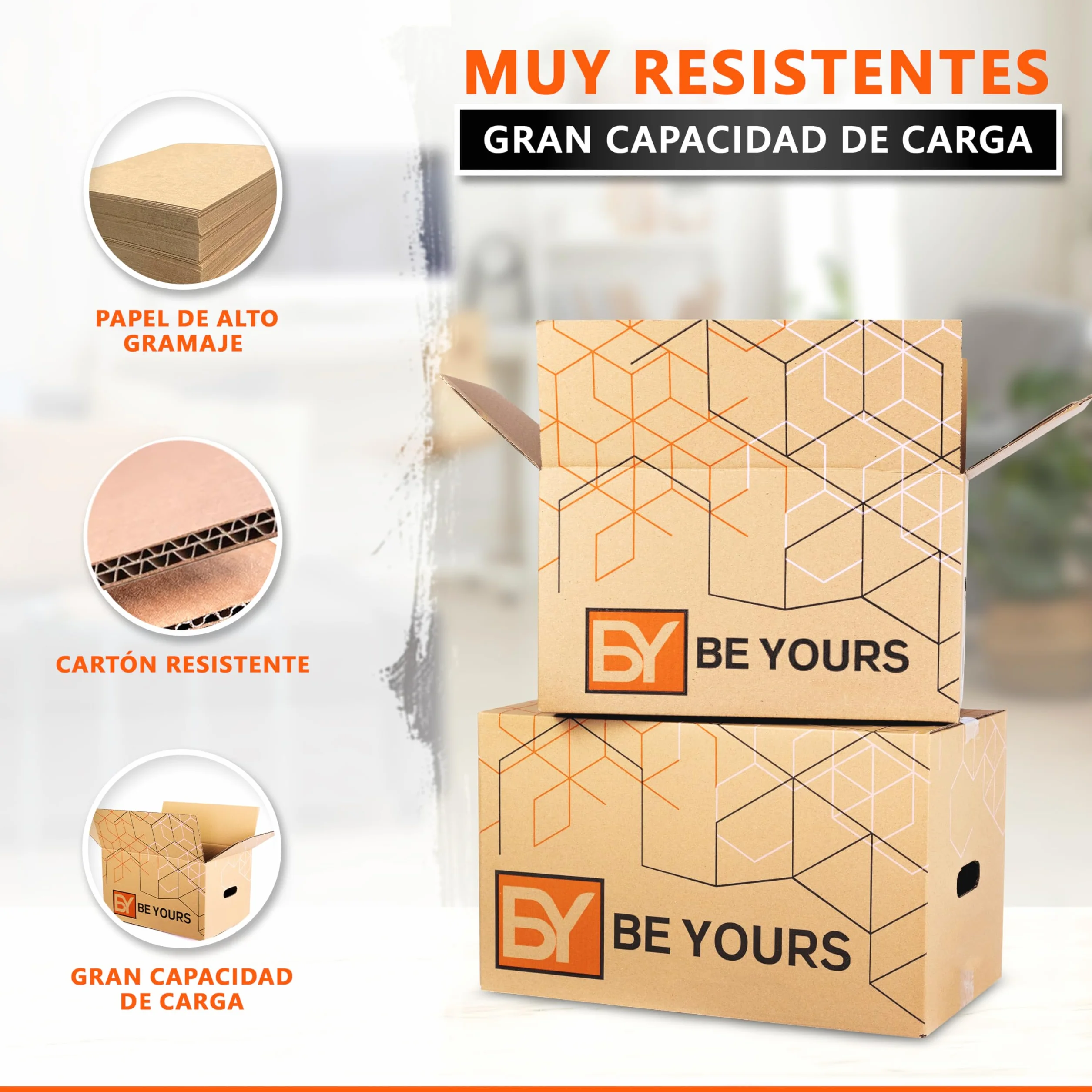 Cajas de Cartón para Mudanza 60x40x40 cm Canal Doble Reforzado Cinta Adhesiva Incluida 100% Reciclado Fabricado en España