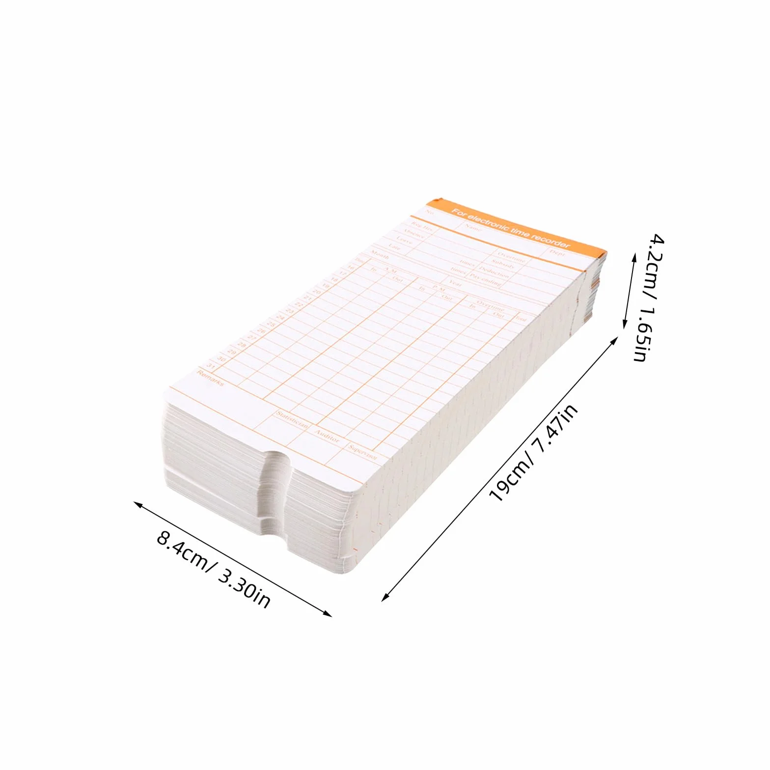 Tarjetas de Asistencia 200 Hojas para Empleados en Papel Cartón Simples y Resistentes para Registro Mensual en Oficina