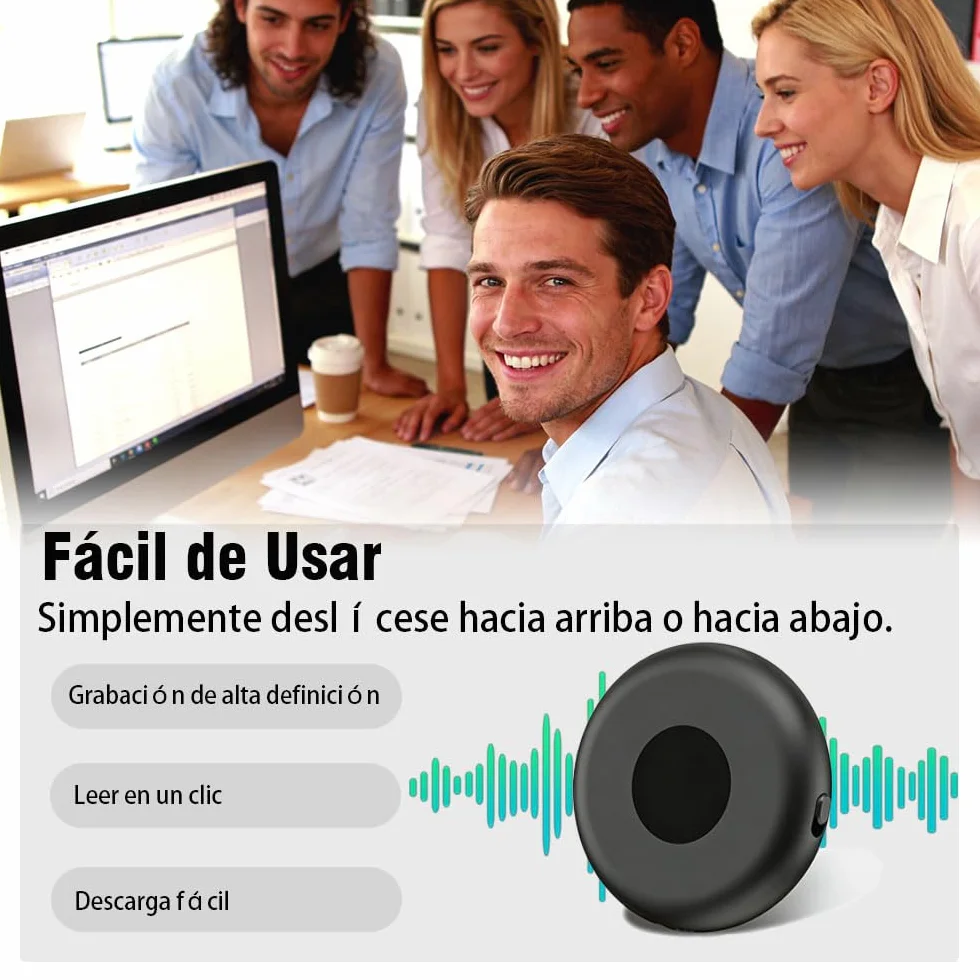 Grabadora de Voz Espía 64GB Recargable USB Activación por Voz Oculta para Clases Reuniones