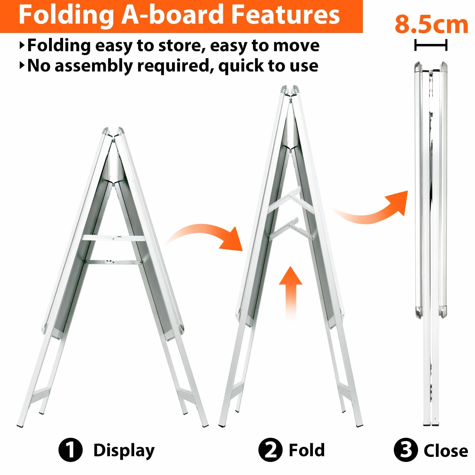 DIN A1 Tope para clientes exterior, resistente a la intemperie, soporte de doble cara, incluye protector de pantalla, soporte para publicidad y ferias (A1, plata)