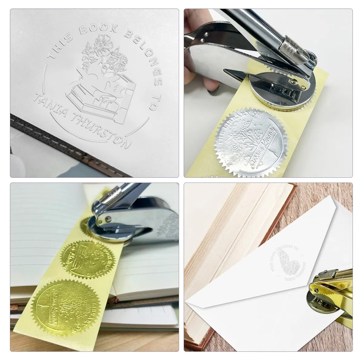 Estampadora de biblioteca personalizada hecha con su nombre - Sello de libro personalizado de la biblioteca de estampadoras Regalos para amantes de los libros