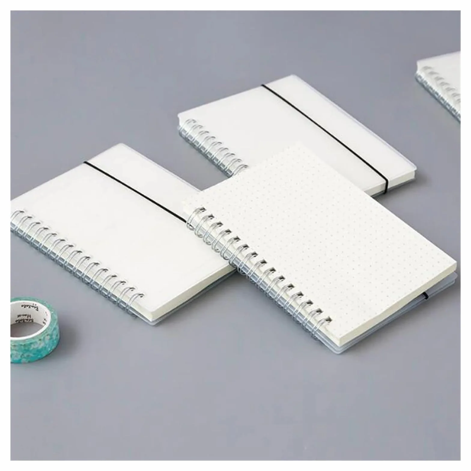 Cuaderno Espiral Cuaderno de notas con correa, libreta, cuaderno, agenda, cuadrícula, puntos, papel blanco transparente, tamaño A4/B5/A5/A6(Horizontal line,A4 21.2x29cm)