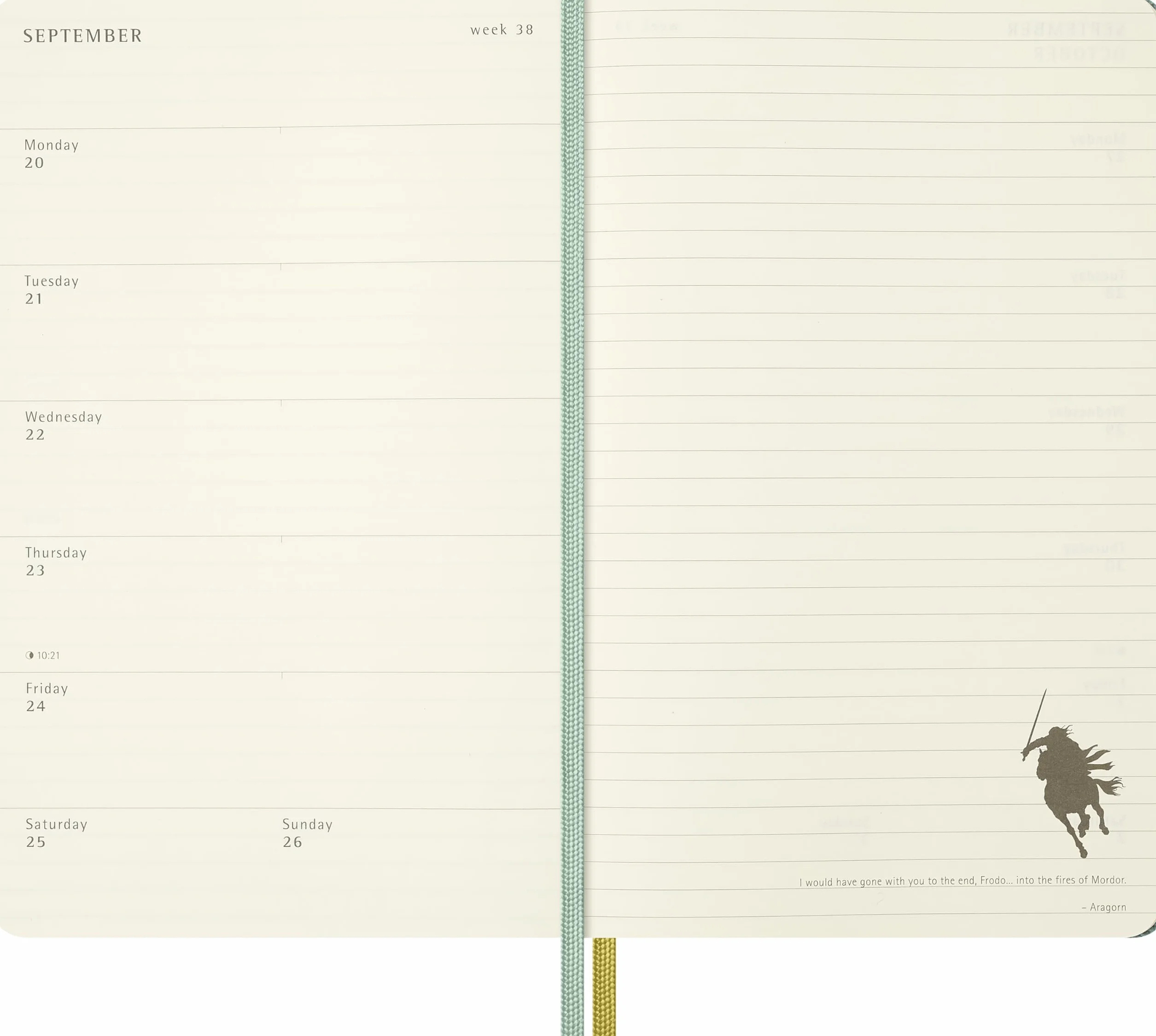 Moleskine Agenda Semanal El Señor de los Anillos Legolas y Gimli 18 Meses 2026 27 Tapa Dura Tela Cierre Elástico Tamaño L 13 x 21 cm