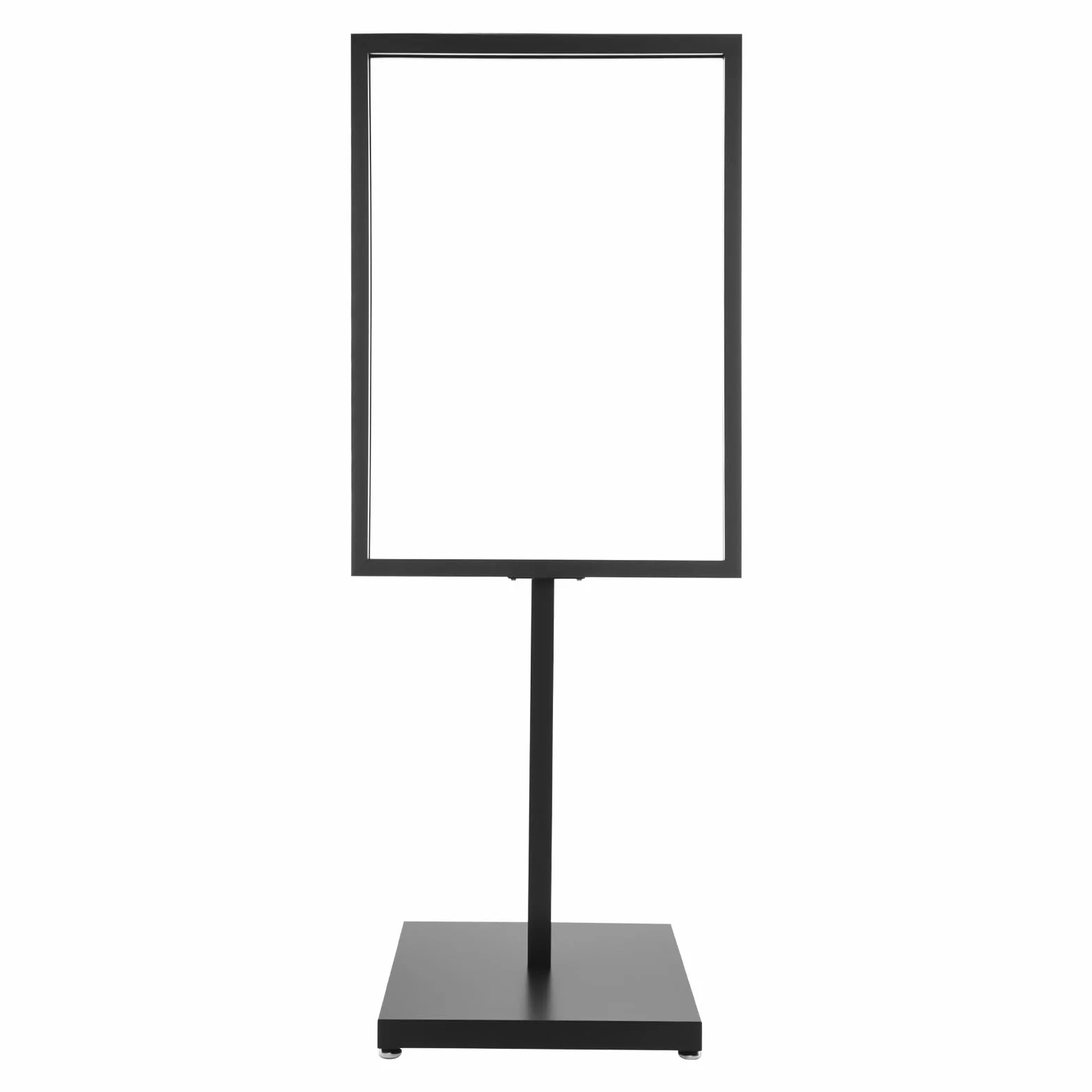 Soporte para carteles, 90 x 65 cm, soporte de hierro para carteles de pie, soporte publicitario estable con patas ajustables, tope para menús, carteles y publicidad en negro
