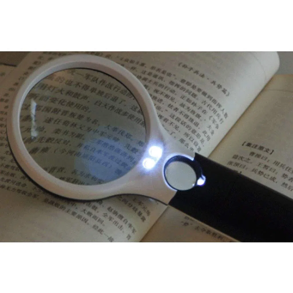 Lupa de Mano con Lente de Lectura iluminada, Lupa para joyería, Ideal para Leer, Manualidades, Pasatiempos y Costura en Blanco y Negro.