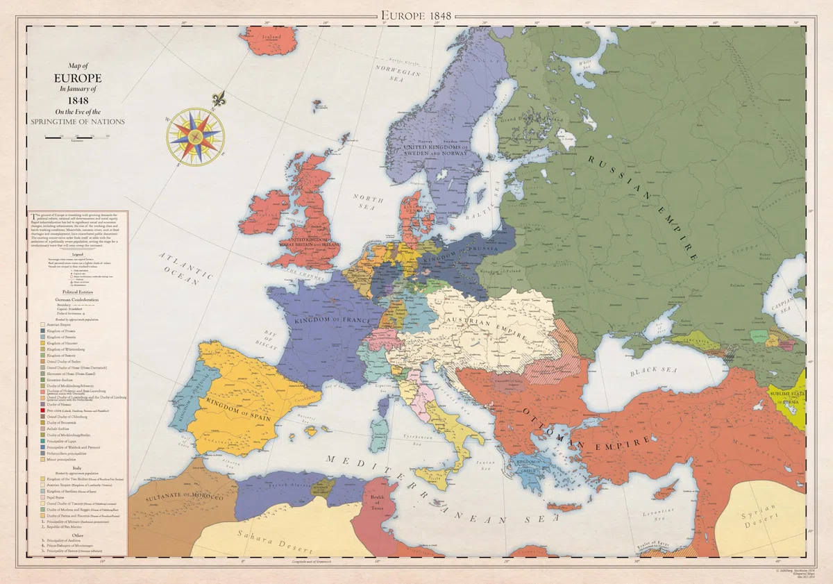 Europa 1848, Mapa Histórico (100x70cm)