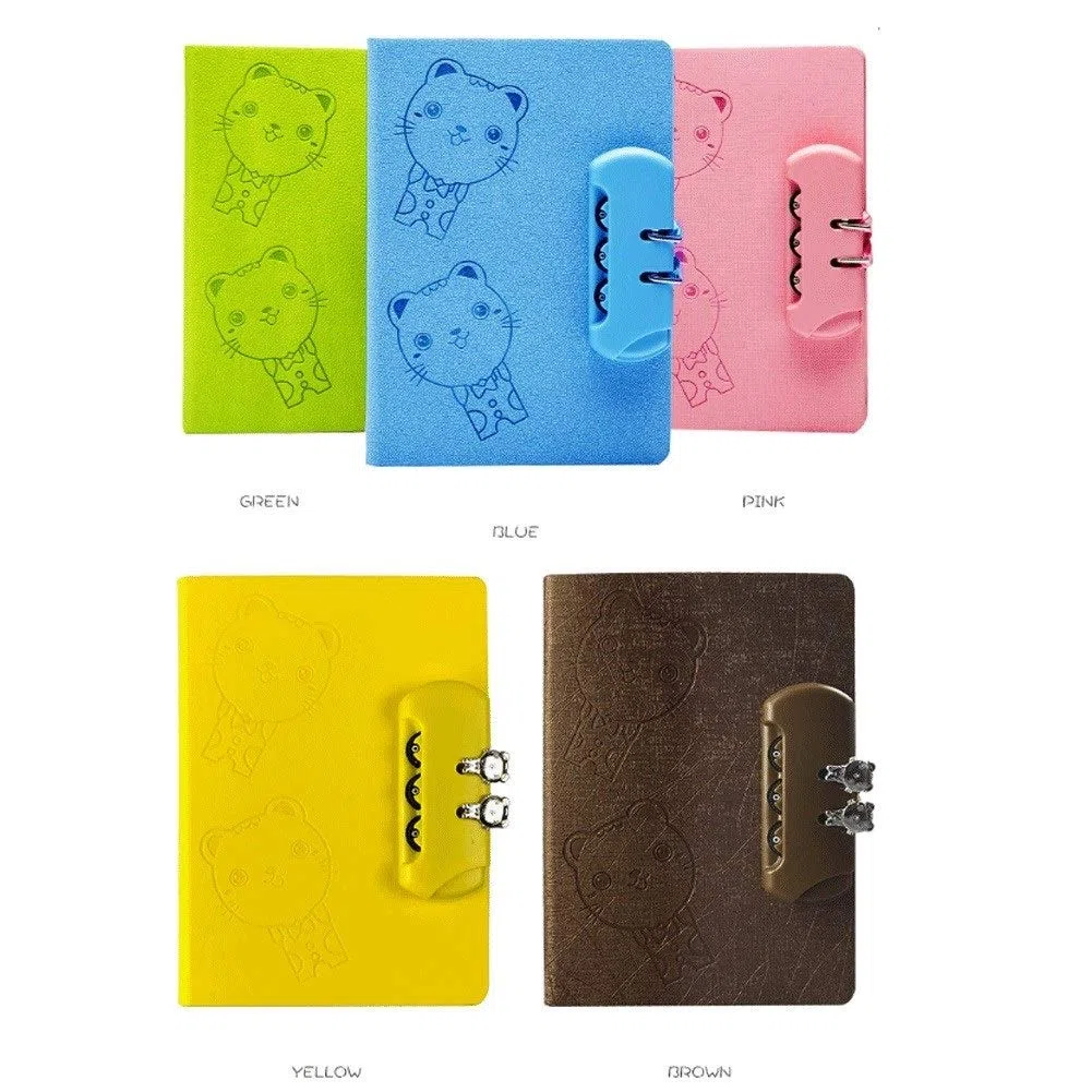 SePKUs Cuaderno de composición con cerradura Pu, planificador diario, libro, papelería escolar, regalos, cuaderno grueso (púrpura)