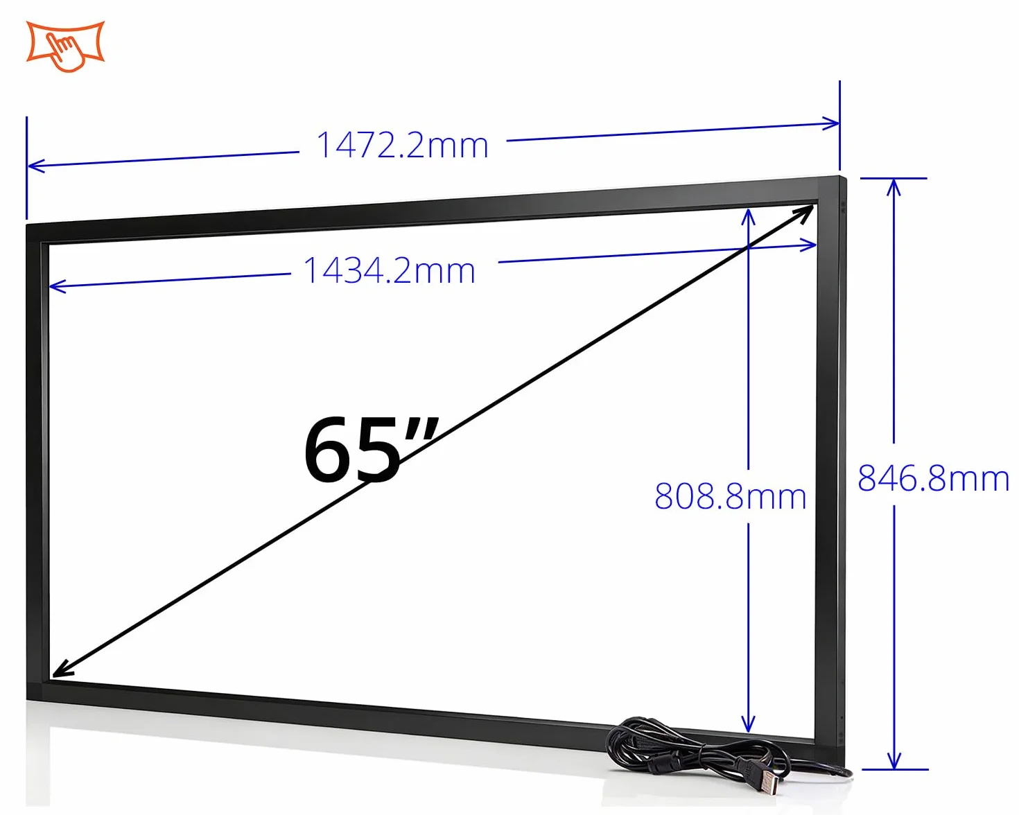 Chengying Marco táctil infrarrojo multitáctil de 65 pulgadas, 10 puntos, panel táctil infrarrojo, superposición táctil infrarroja de 65 pulgadas, interfaz USB, compatible con HID