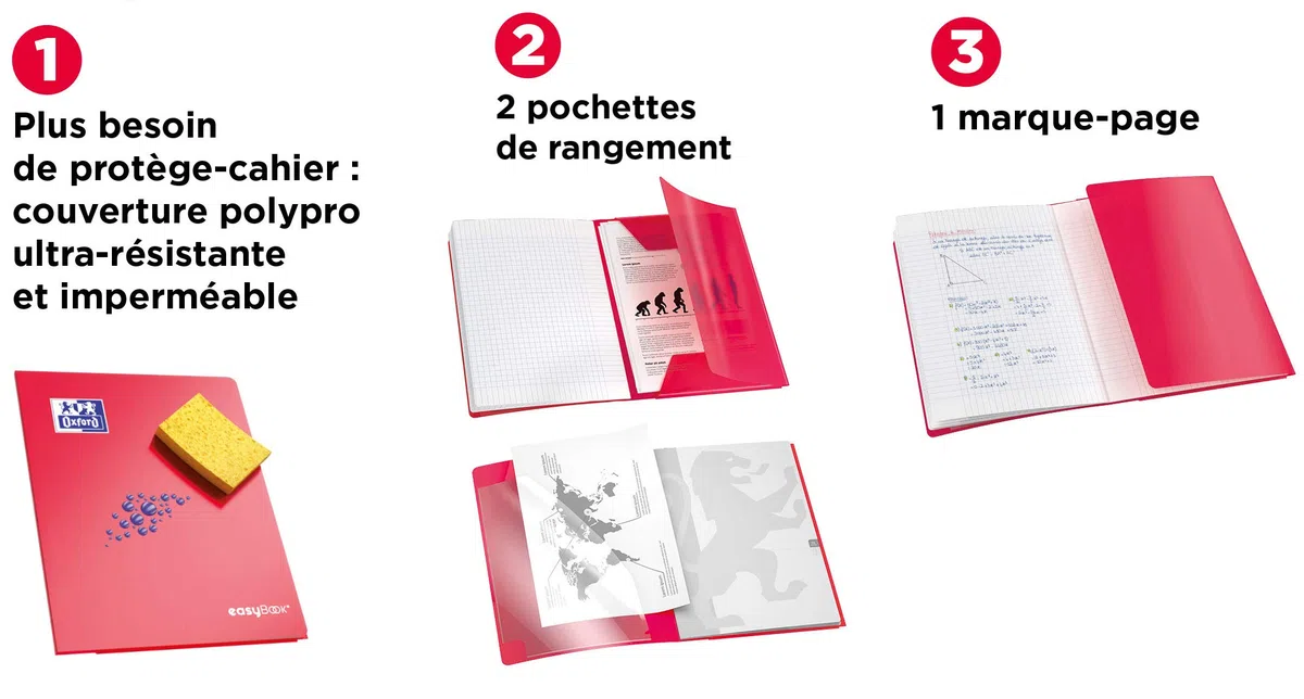 Oxford EasyBook – Lote de 10 cuadernos grapados grandes, 24 x 32 cm, 48 páginas grandes, cuadriculados, 90 g, colores surtidos
