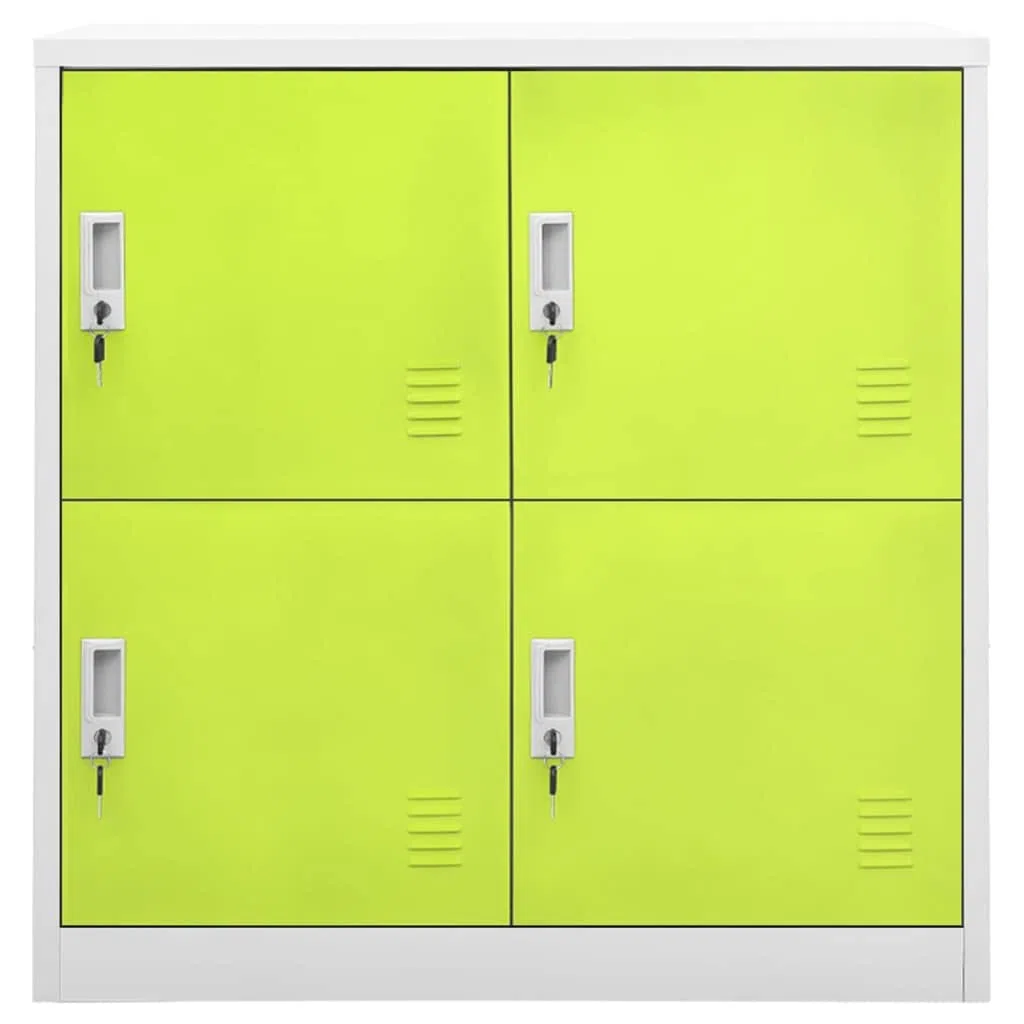 Juego de 2 taquillas de acero con cerradura, 90 x 45 x 92,5 cm, color gris claro y verde