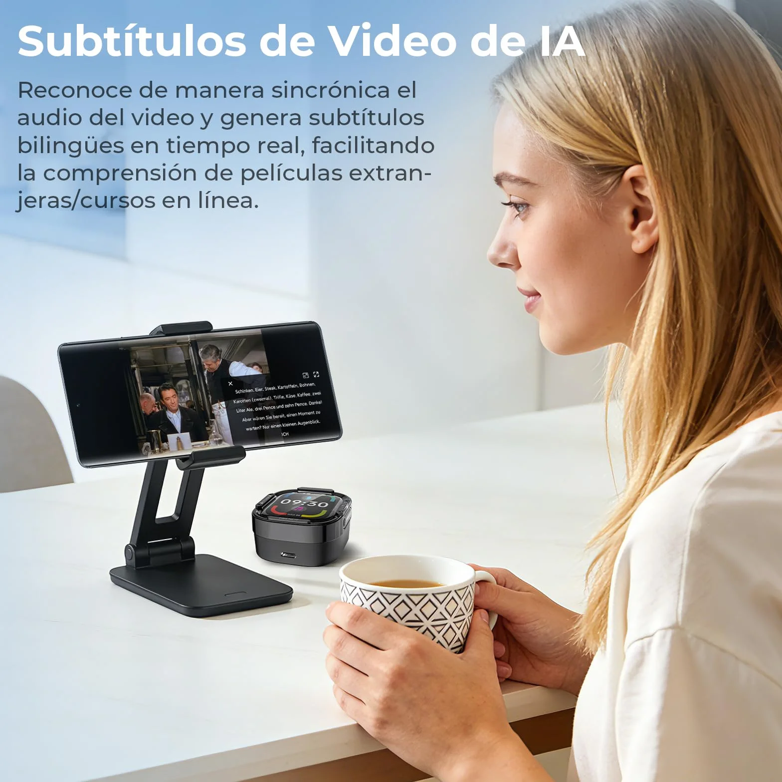 NE70 AI Auriculares Traductores con Pantalla LCD, Soporta 134 Idiomas y 9 Modos de Traducción, Auriculares Traductor en Tiempo Real con Tecnología Bluetooth 6.0, 60H de Duración de la Batería