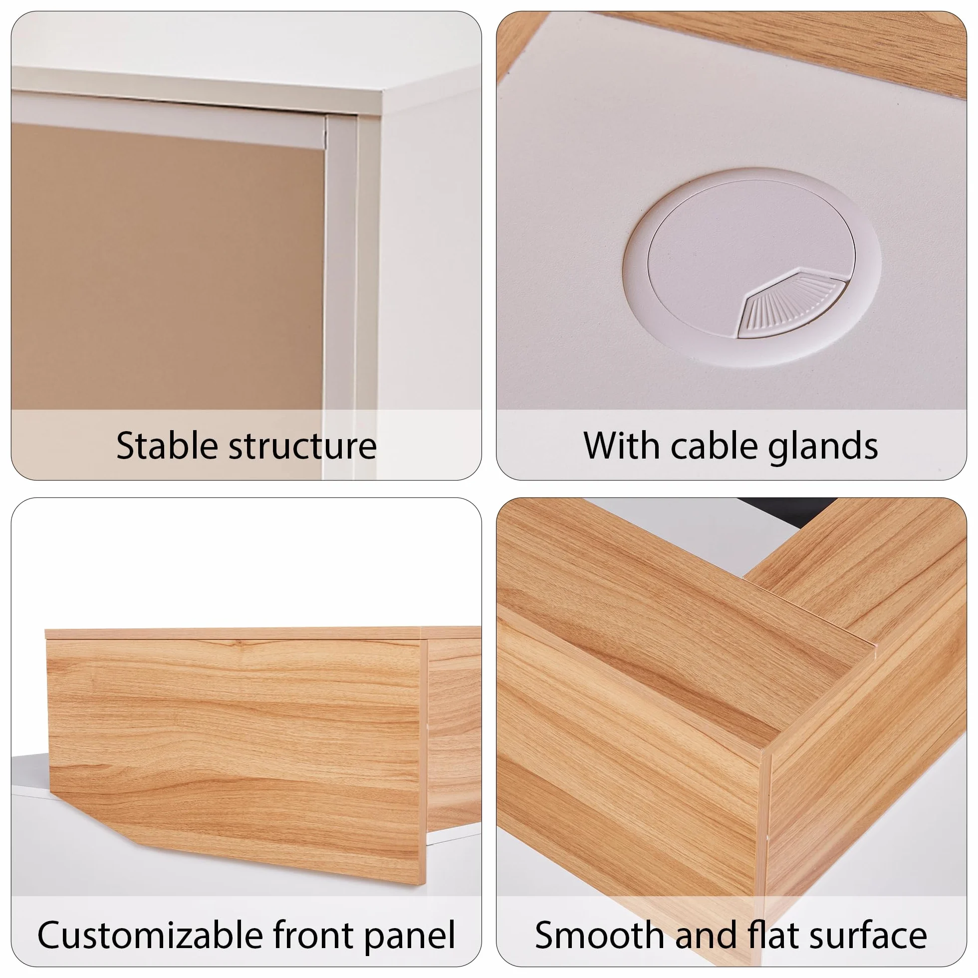 Mostrador de Recepción Moderno 120 cm Madera Escritorio Profesional con Organizador de Cables