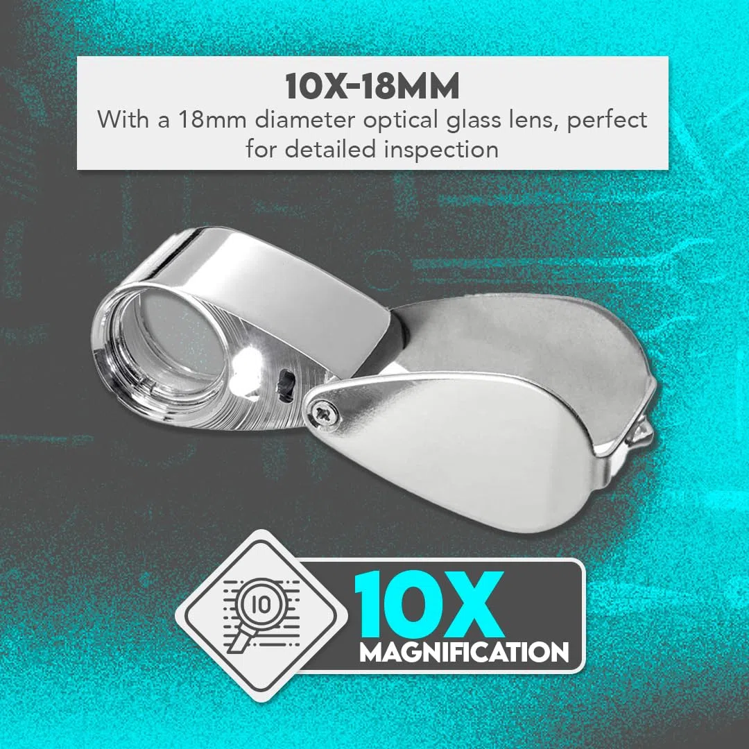 Se mj3622l-10 X profesional 10 x aumentos lupa iluminada de metal, 1 pieza