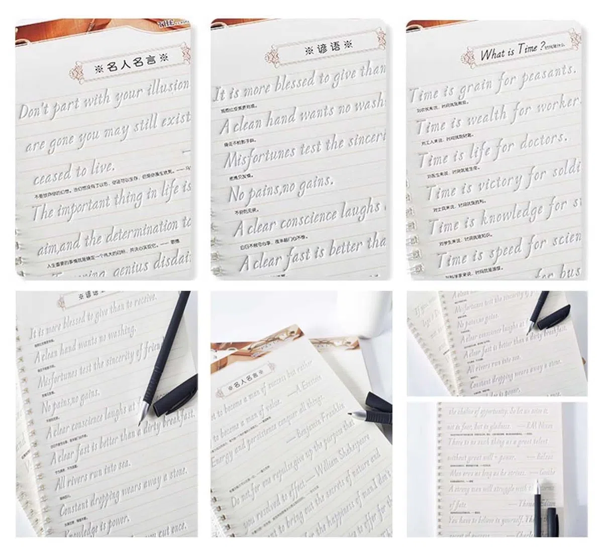 ZEALMAX - Cuaderno de práctica de caligrafía inglesa con ranura 3D cursiva para adultos y niños