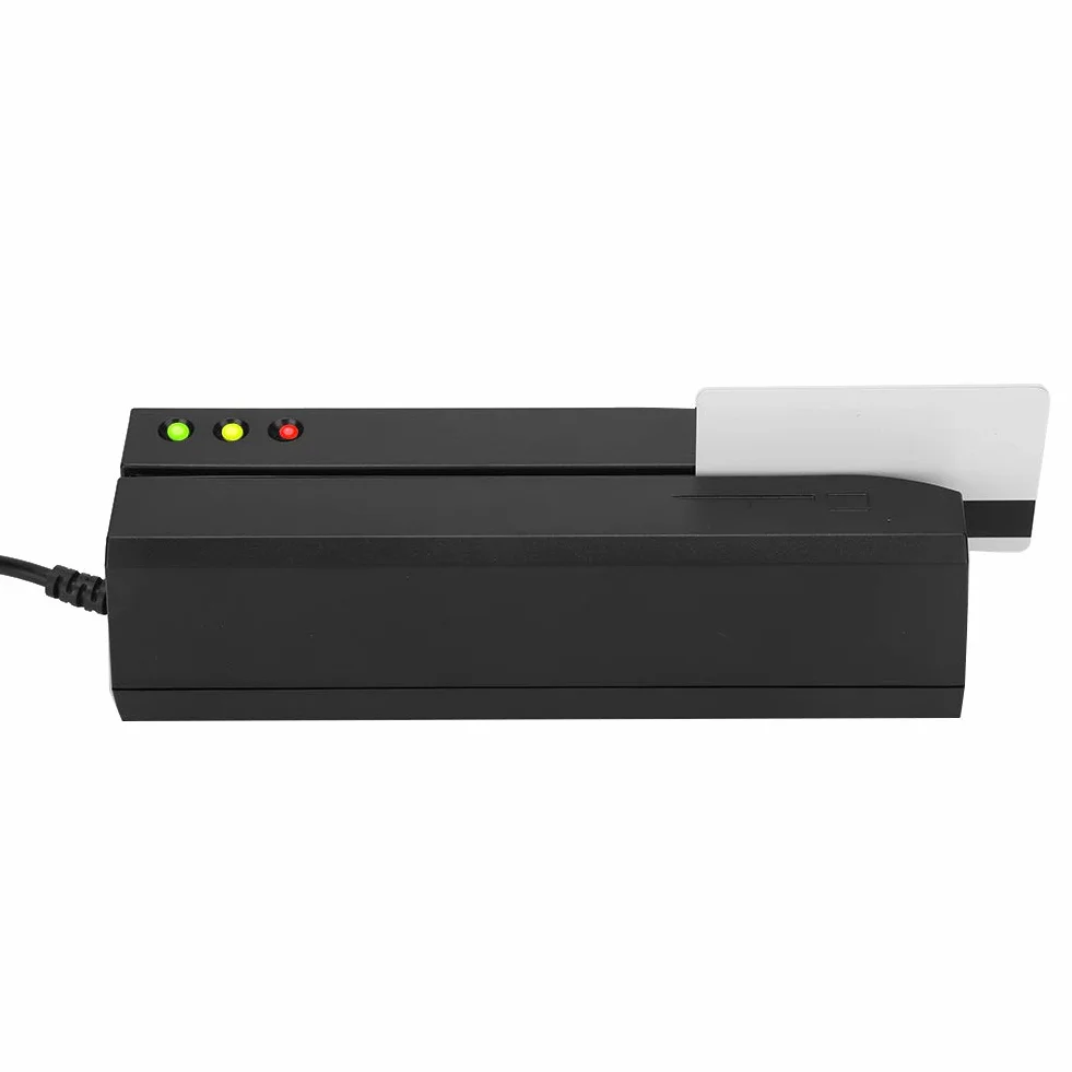 MSR605X Lector de Tarjetas con Banda Magnética, Indicador LED y Zumbador para Lectura de Estado de Escritura, Manual de Alta Velocidad, 3 Pistas Compatibles con ISO ANSI DIN