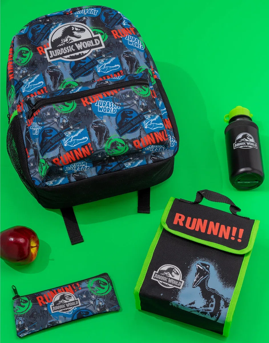 Jurassic World Mochila Set Niños 4 Piezas Escuela Caja De Almuerzo Botella