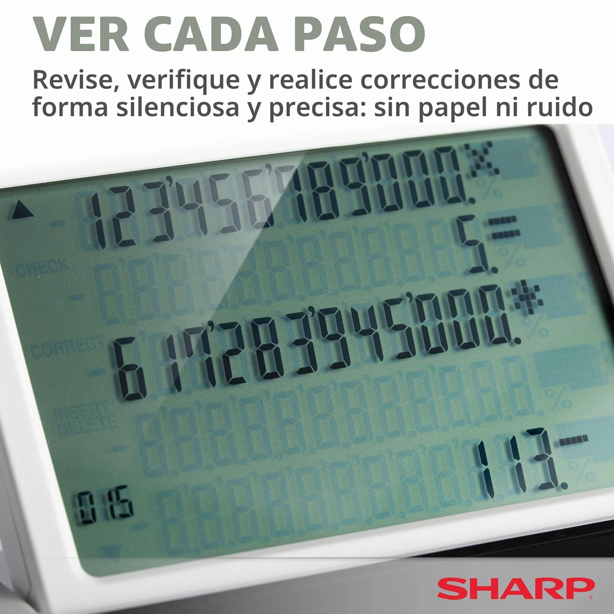 Sharp EL-1901 Calculadora de impresión sin papel con comprobación y corrección, pantalla LCD primaria de 12 dígitos, funciona igual que una calculadora de impresión/máquina de adición con pantalla LCD
