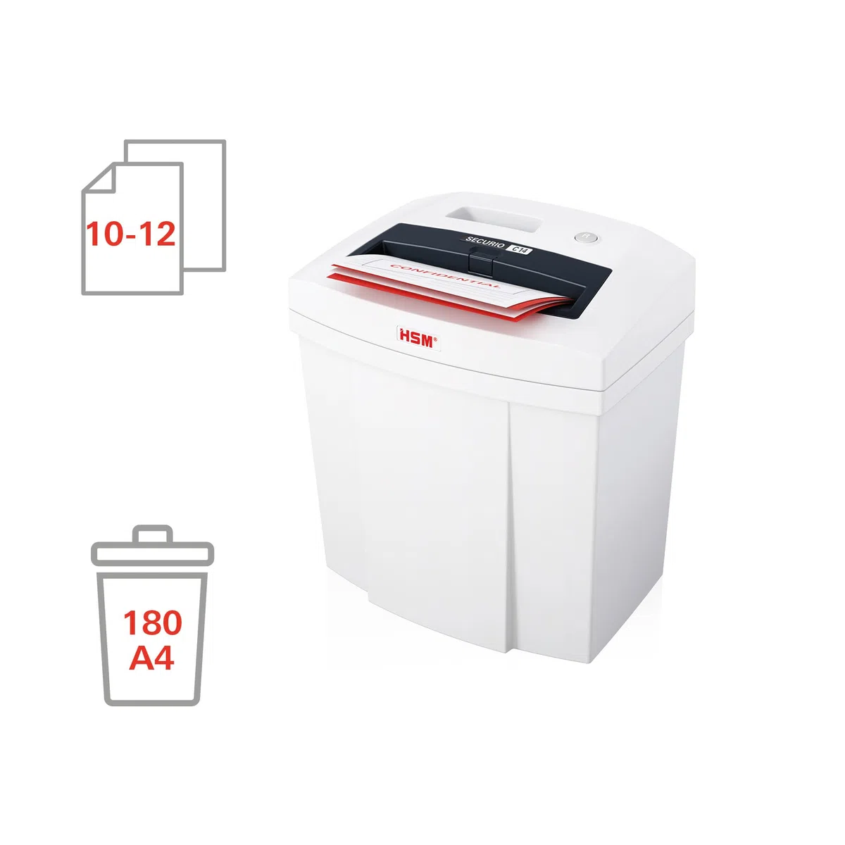 HSM SECURIO C14 - Destructora de documentos, nivel de seguridad 2, 12 hojas (corte en tiras) | Volumen de recogida 20 l, tiras, 10 -