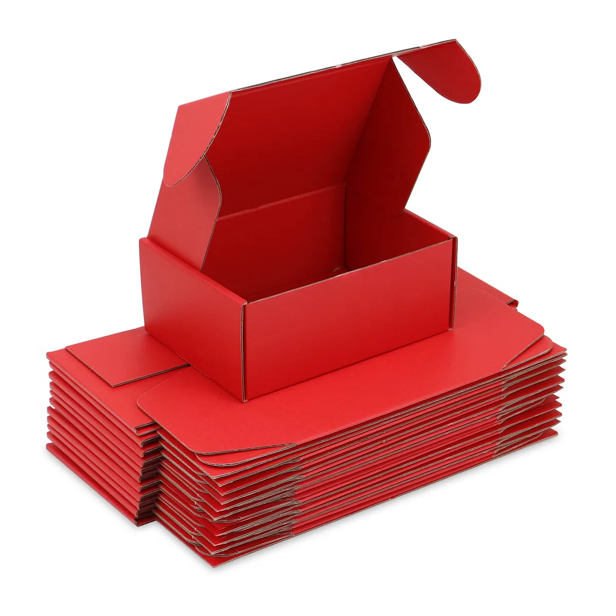 Paquete de 25 cajas de envío, 8 x 6 x 3 pulgadas, caja de cartón corrugado pequeña para envíos de negocios, regalos, decoraciones, papel kraft marrón (rojo)