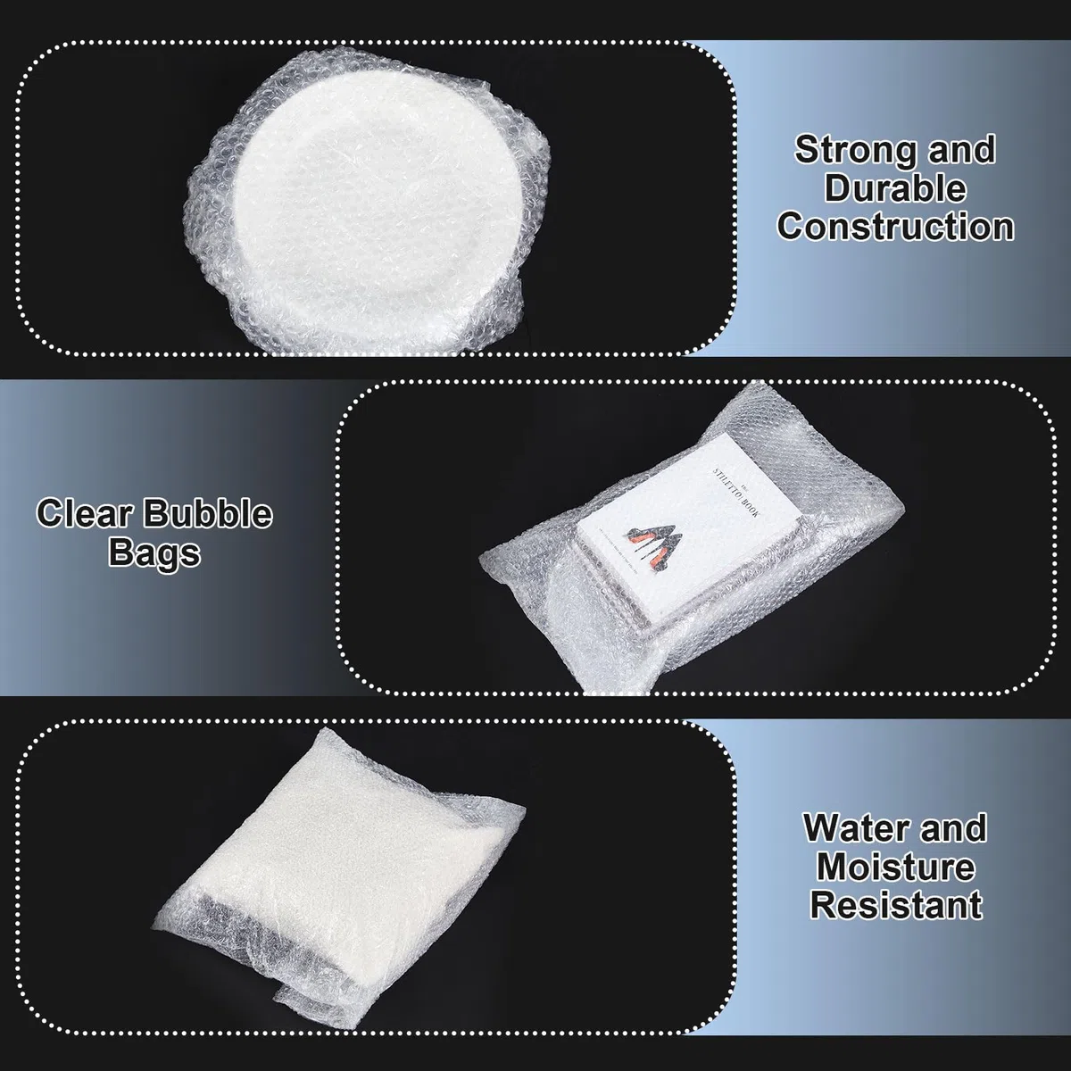 Dunzoom Paquete de 5 bolsas de burbujas extragrandes de 26 x 30 pulgadas, bolsas transparentes de burbujas para embalar, bolsa de envoltura acolchada a prueba de golpes para envío, mover platos