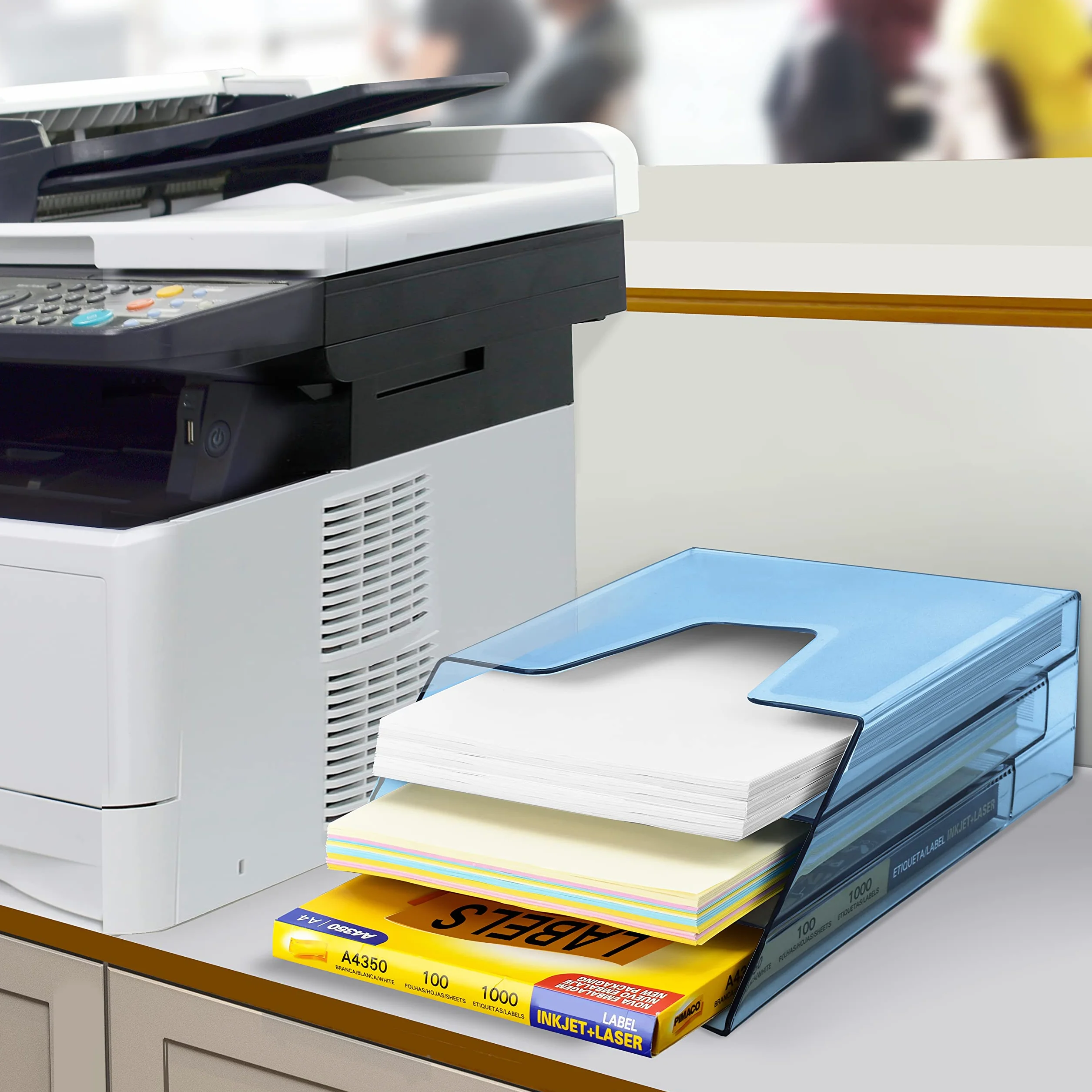 Acrimet Organizador vertical de triple carpeta de archivos azul transparente