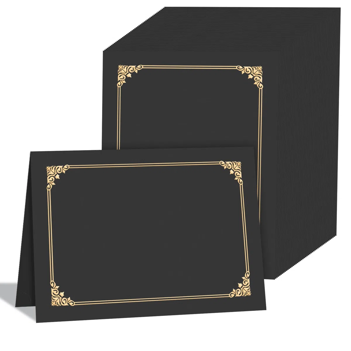 HAUTOCO 90 soportes para certificados, carpetas de diploma, cubiertas de documentos con borde de lámina dorada para cartulina de tamaño carta de 8.5 x 11 pulgadas, premio, graduación