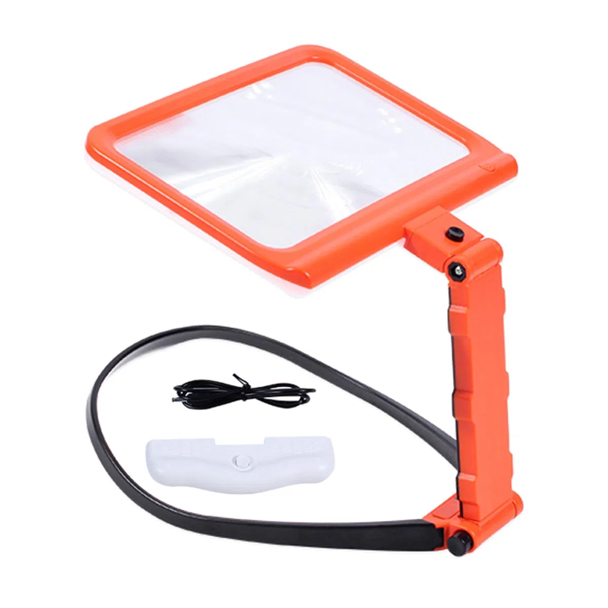 Lupa de ordenador con luz y soporte, ajustable, 48 LED, grande, plegable, lupa de mano