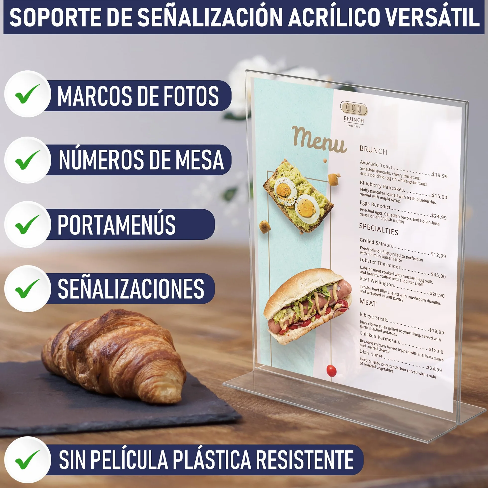 Soporte de letrero acrílico A4 – 6 Unidades, doble cara, marco de anuncios
