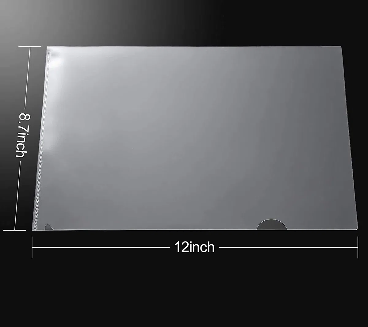 Funda transparente tipo L para documentos tamaño A4, soporte para documentos de proyecto, carpeta de plástico para documentos, papel y certificados, 100 unidades