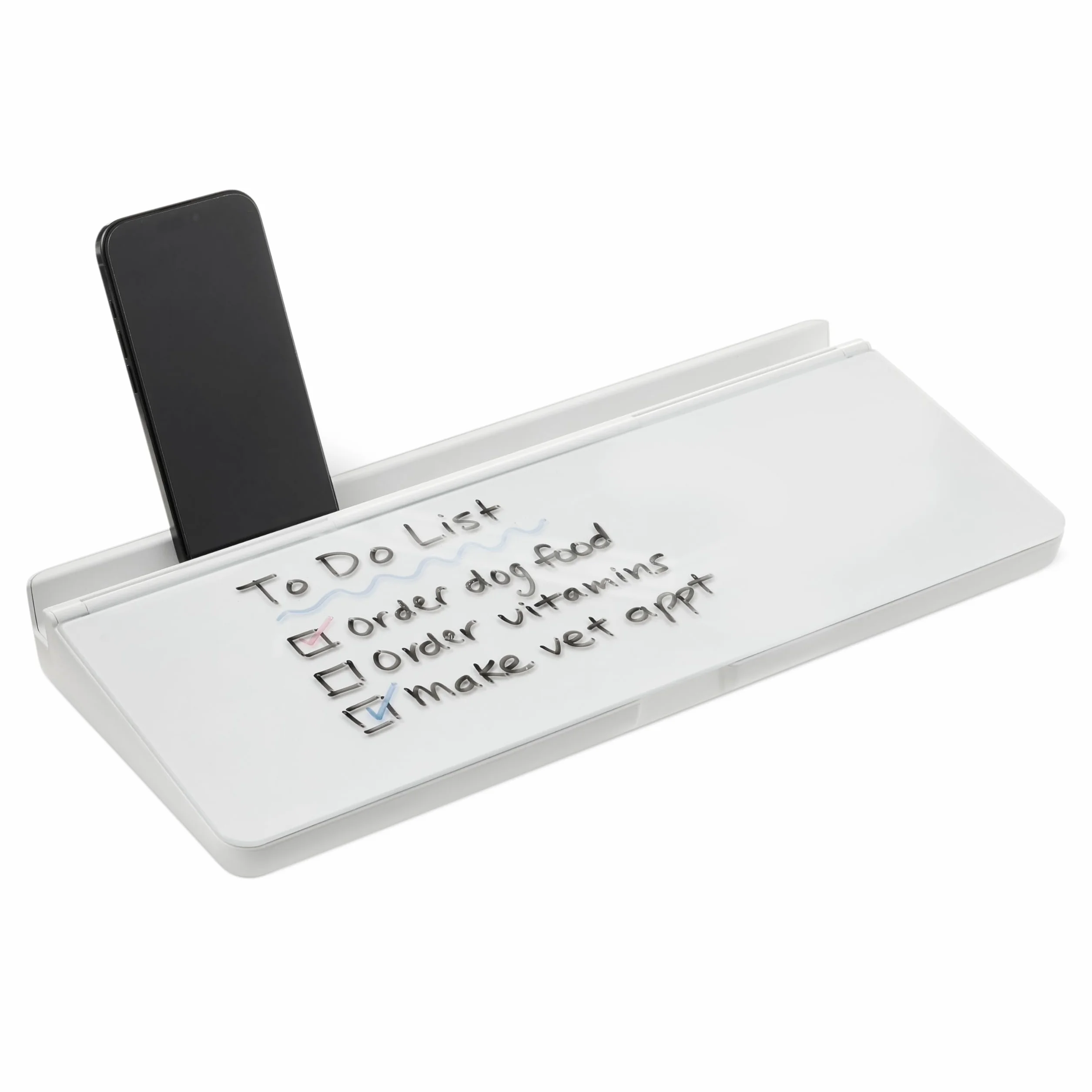 Amazon Basics Pizarra blanca de borrado en seco para escritorio con organizador y accesorios, 40.6 x 4.8 cm, Blanco