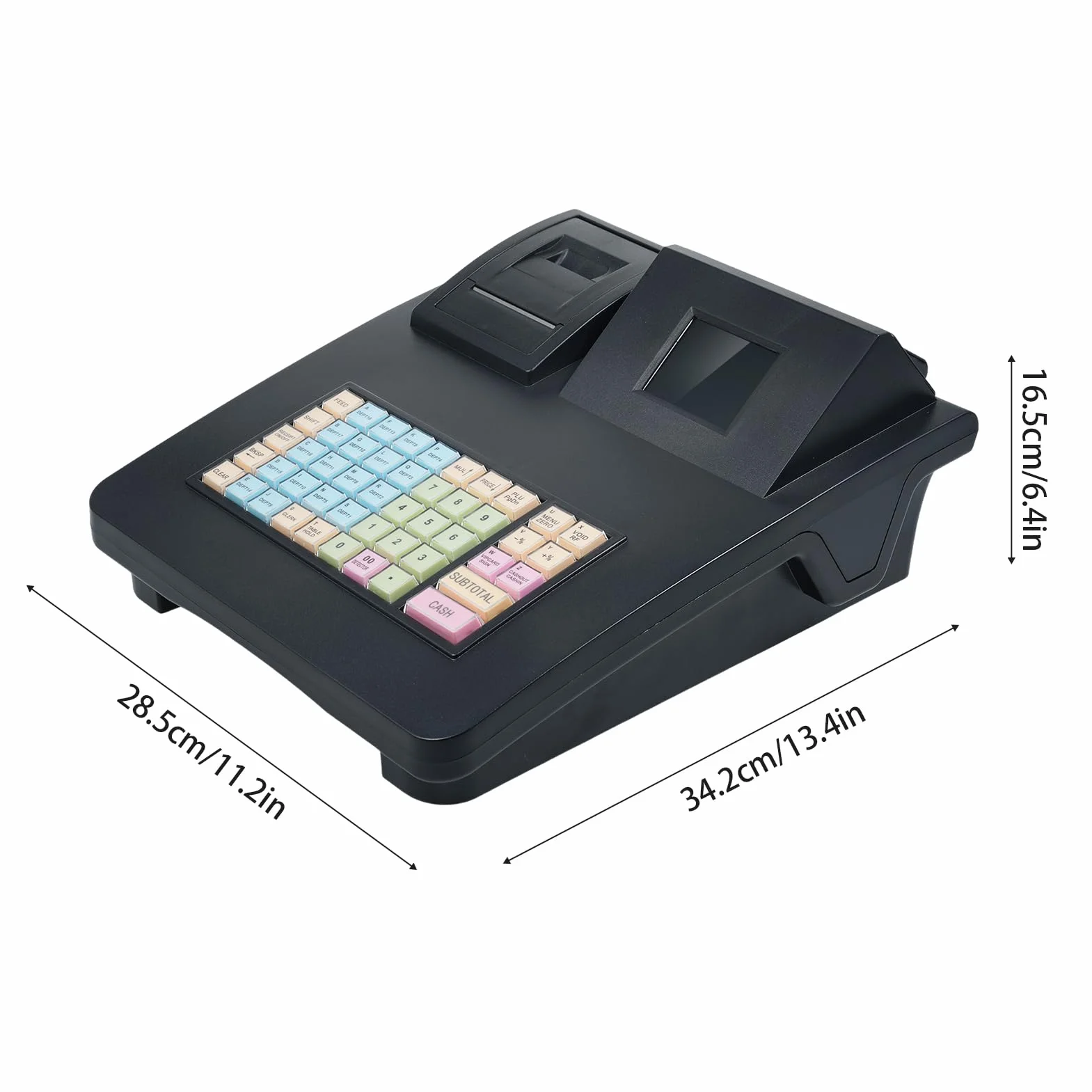 Caja Registradora Electrónica 48 Teclas Puerto USB RS232 Pantalla de 2,8 Pulgadas Caja Registradora para Tienda con Impresora Térmica de 58 Mm para Restaurante Minorista (Enchufe de la UE)