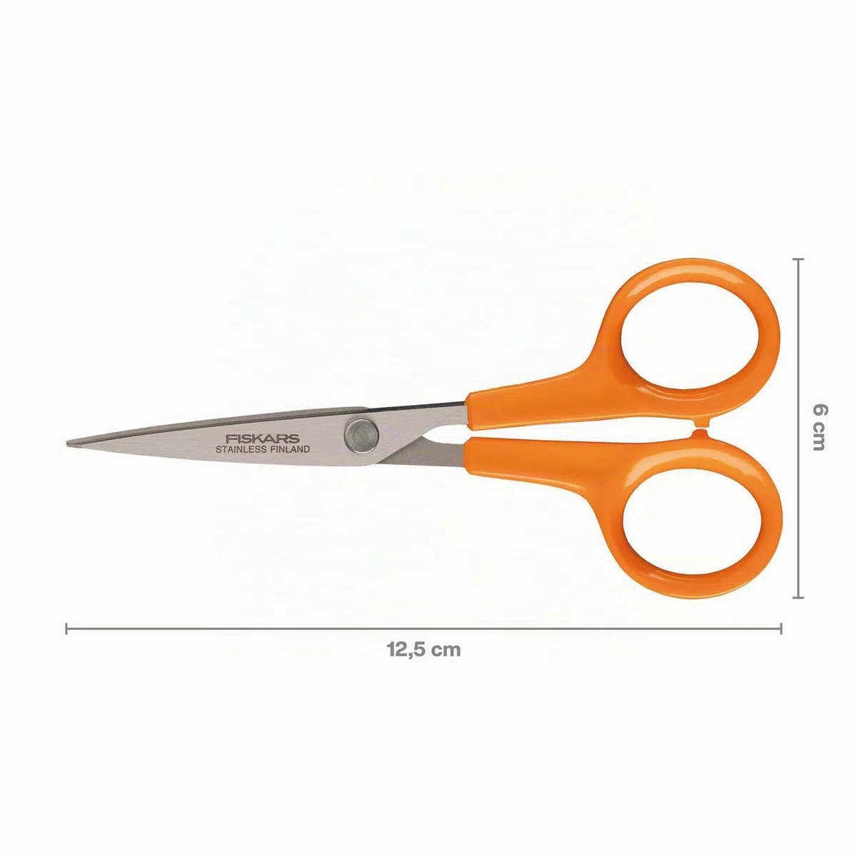 Fiskars Tijeras para trabajos manuales, Classic, Longitud: 13 cm, Para diestros y zurdos, Hoja de acero inoxidable/mangos de plástico, Naranja, 1005153
