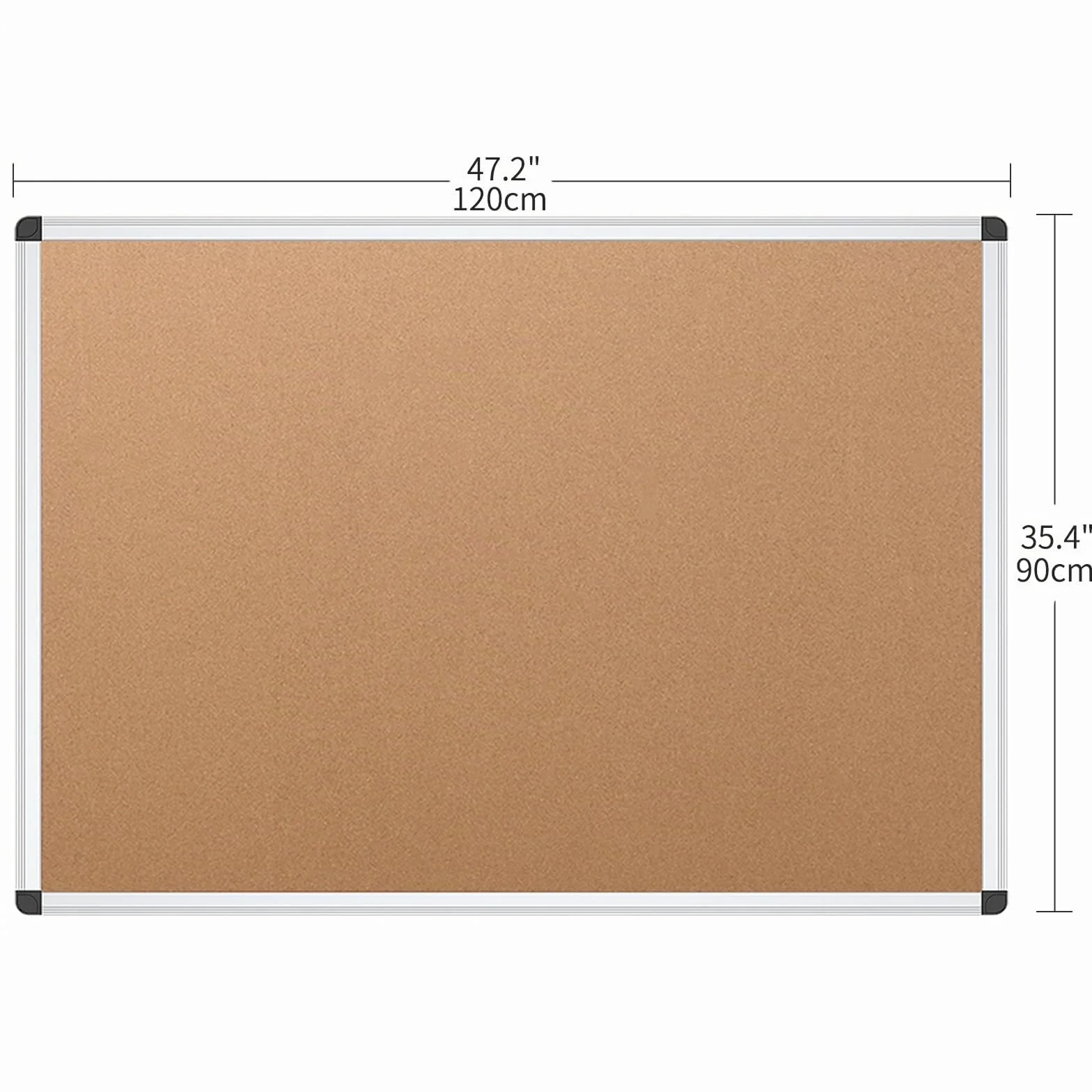 VIZ-PRO Tablero de corcho con marco de aluminio, 120 x 90 cm