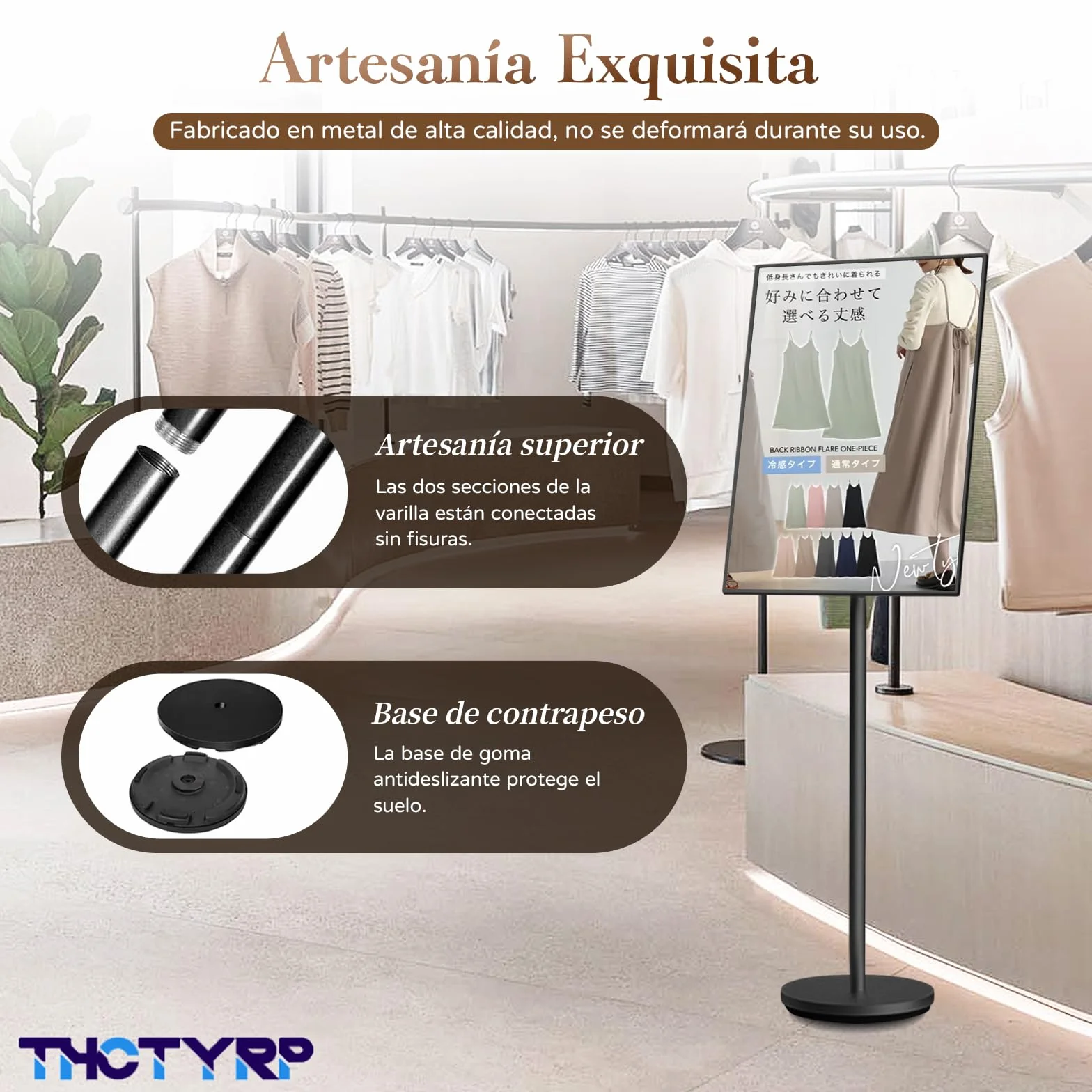 A2 Soporte de presentación, letrero vertical, tablón de anuncios, pizarra de anuncios, ángulo ajustable, de aleación de aluminio, letrero de anuncios A2 estable (Negro)