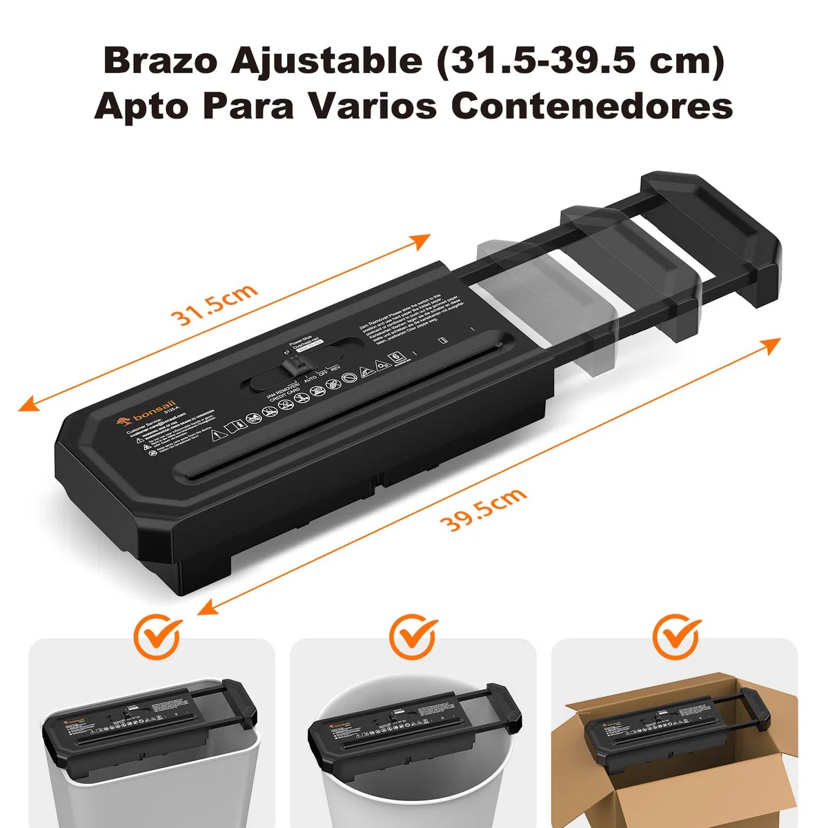 Bonsaii Destructora de Papel de 6 Hojas con Corte en Tiras para Oficina en casa, con trituración de Tarjetas de crédito, Nivel de Seguridad P-2, Apta para Botes de Basura de 31,5–39,5cm, S125-A