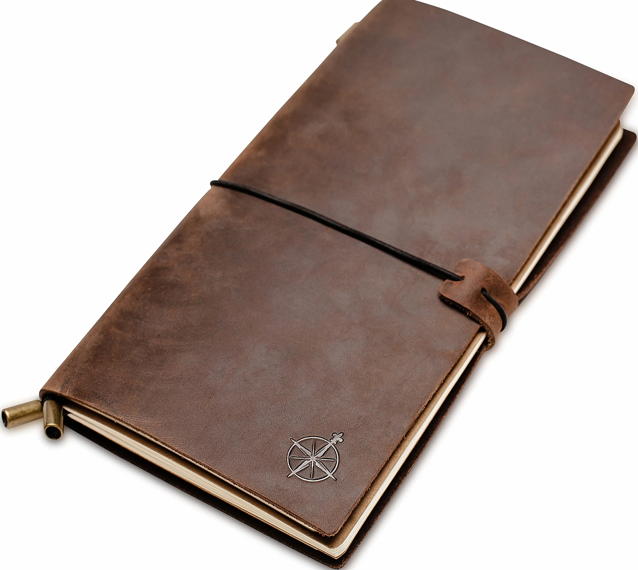 Wanderings Cuaderno de Viaje Tamaño Regular – 11,5 x 22 cm – Diario de Viaje – Cuaderno de Cuero Hecho a Mano, Robusto y Recargable. Hojas en Blanco de 100 GSM