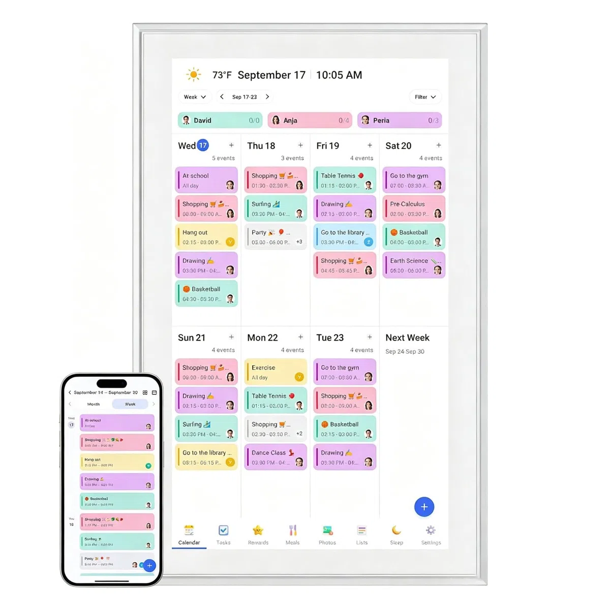MIAOXIAOLONG 15.6"/21.5"/24"/32" Calendario Digital Y Tablero De Tareas, Pantalla Táctil HD 1080p, Planificador Familiar Inteligente,Montable En Pared O Escritorio para Organización Fluida 32''
