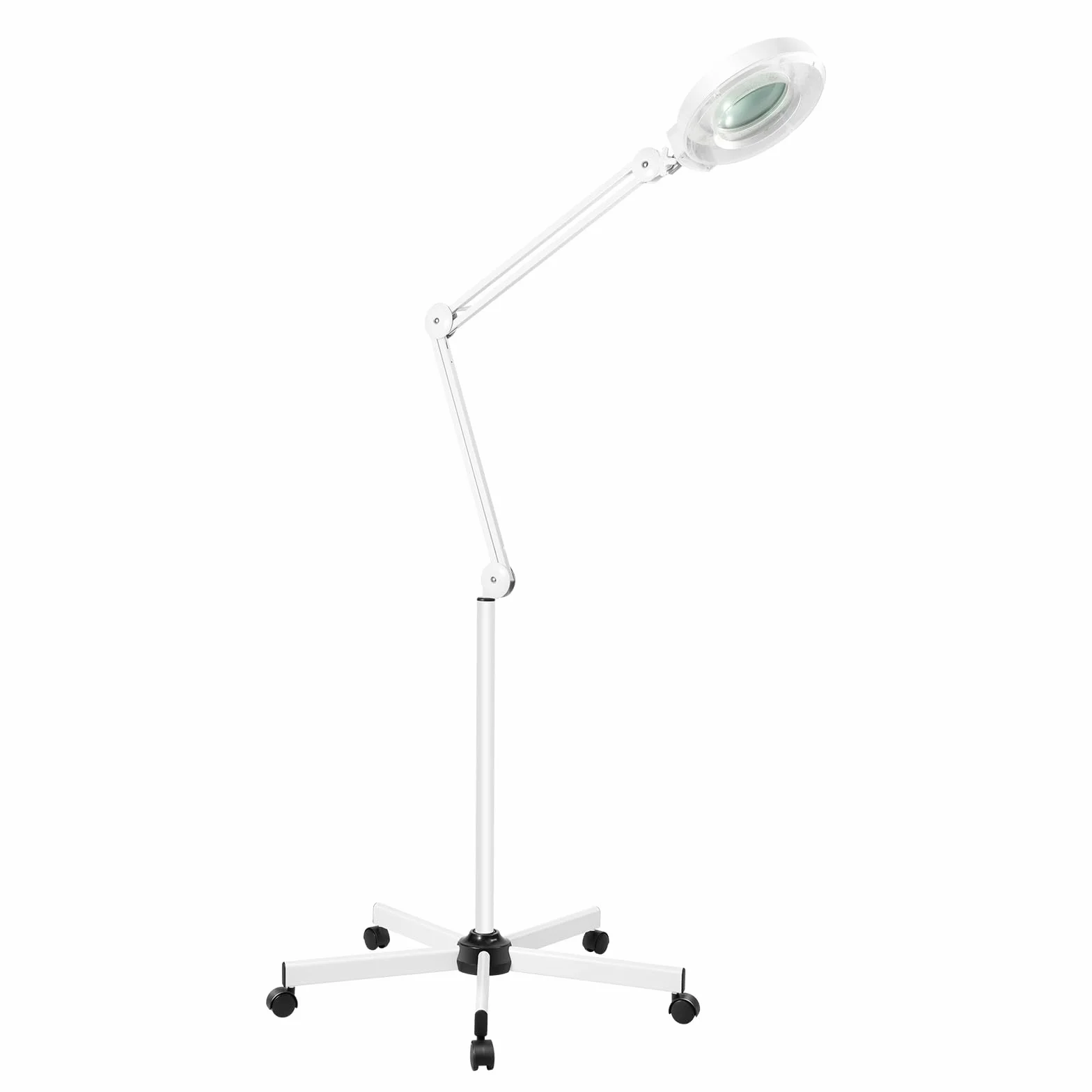 Lámpara de lupa LED, 24 W, lámpara de lupa de lectura, 6000 K, 2400 lm, brazo giratorio ajustable con 5 ruedas, funda protectora contra el polvo, luz de trabajo, lámpara de lupa iluminada, color