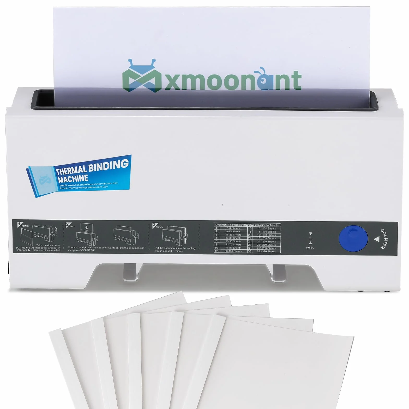 Mxmoonant TH-36 Encuadernadora térmica, máx. 200 hojas, fácil de usar, compacta, para A5/A4, con 5 tapas de encuadernación