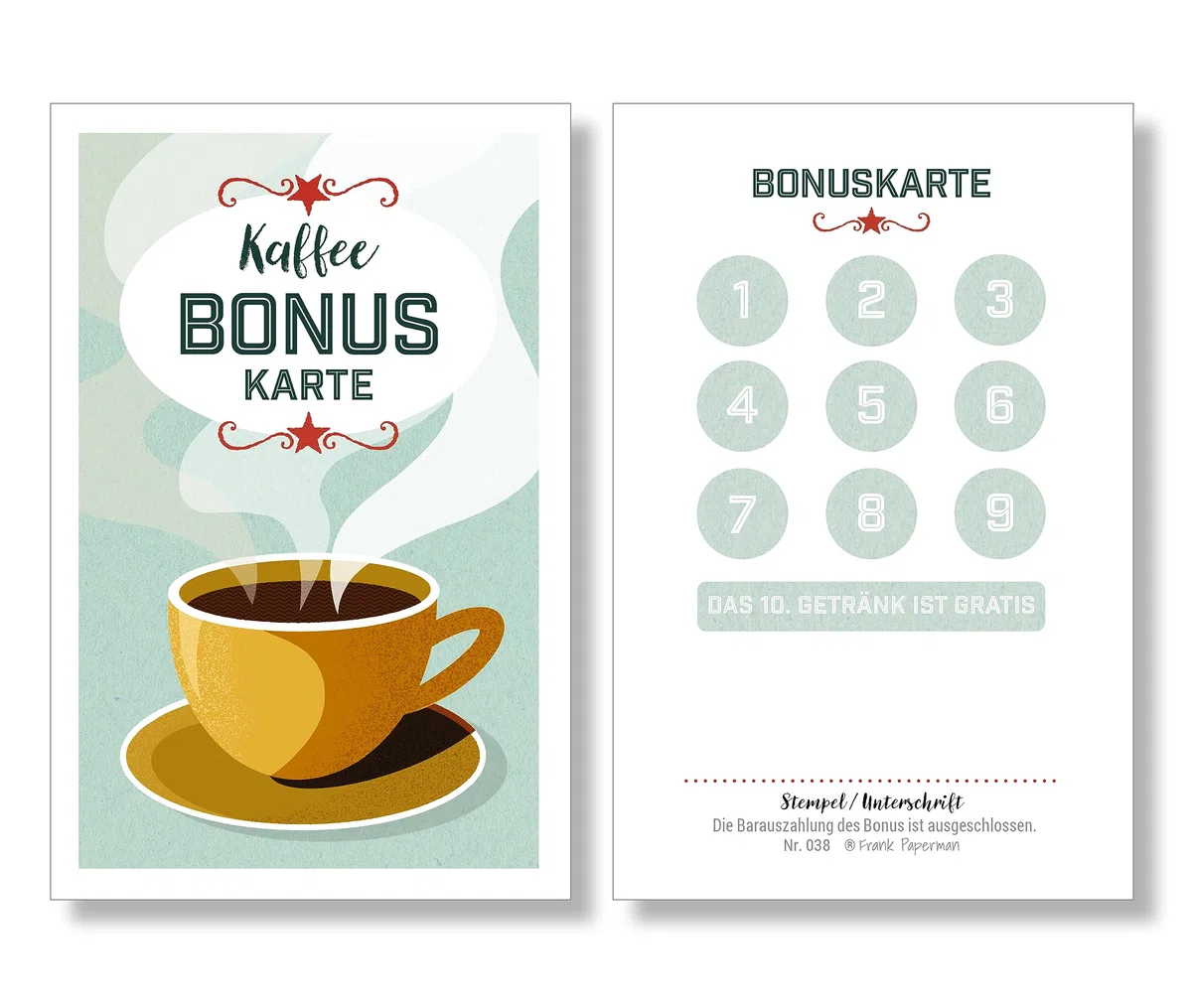 500 tarjetas de bono para café, restaurante, panadería, café, regalo, fidelidad