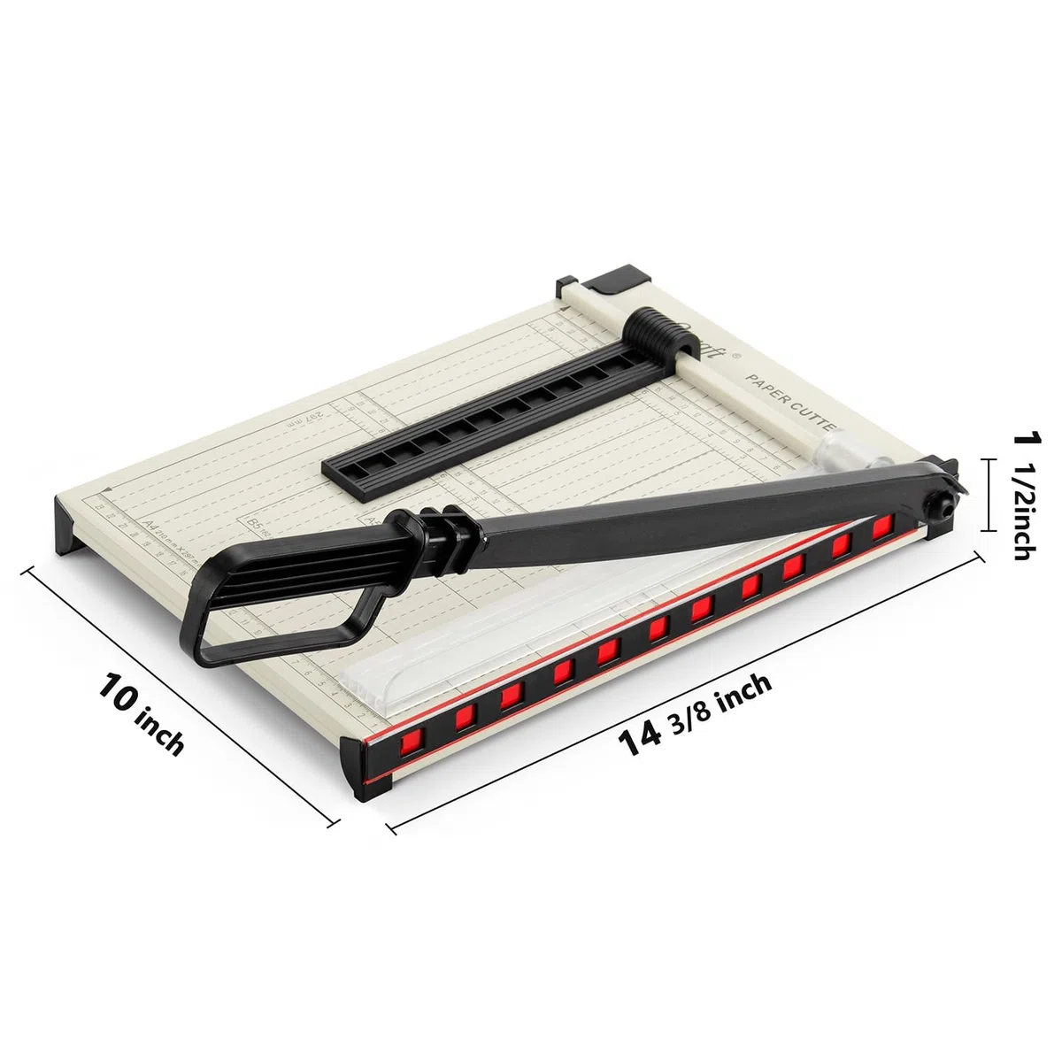 Cortador y recortador de papel con protector de seguridad, capacidad de 15 hojas, base de metal resistente, perfecto para cartulina, cartón, vinilo, manualidades y fotos, guía magnética incluida